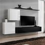 KASALINEA Meuble tv suspendu blanc et noir ALCEO-L 250 x P 40 x H 150 cm- Blanc