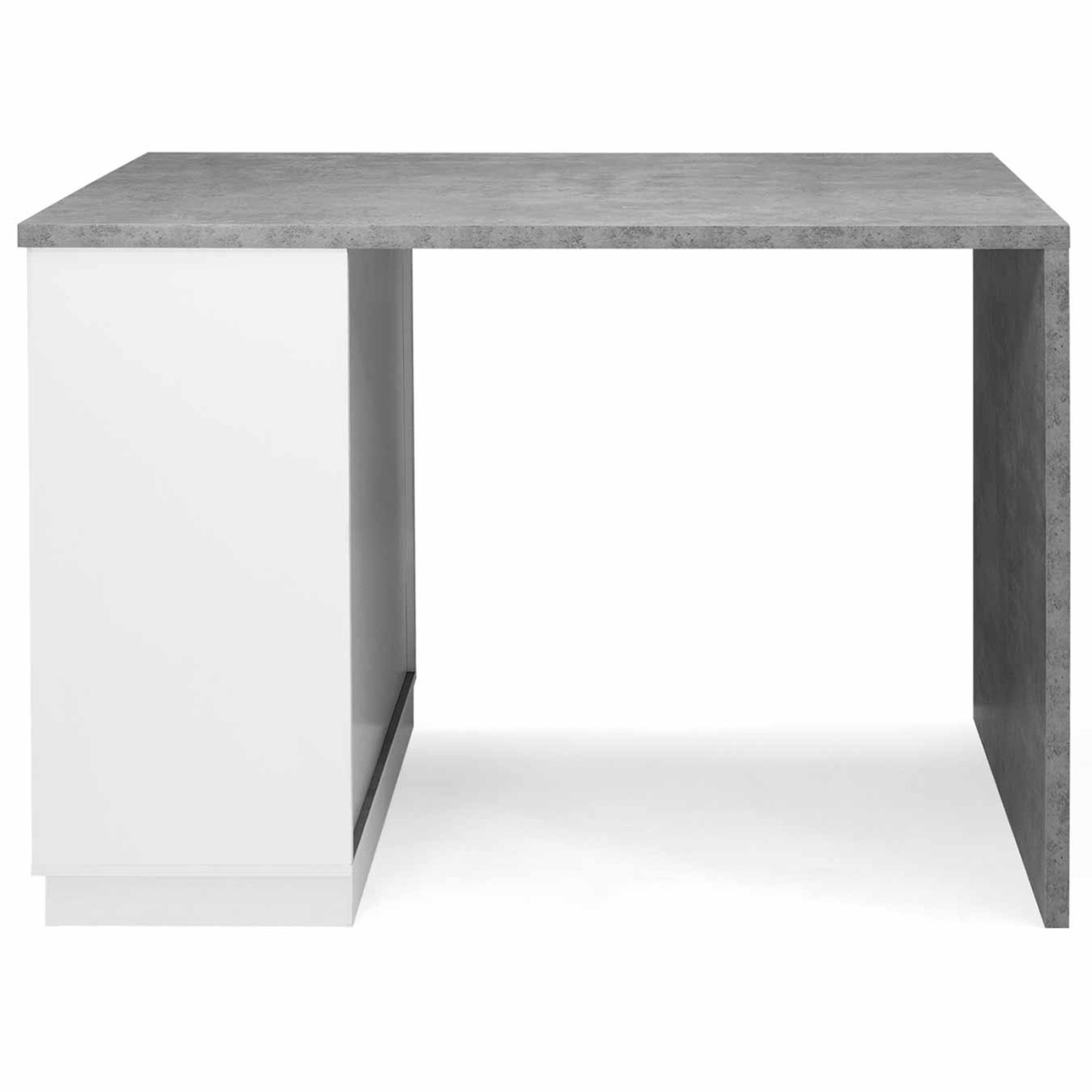 Voir la diapositive 3 : ID MARKET Ilot central mange debout 4 personnes vito 130 cm blanc et plateau effet béton