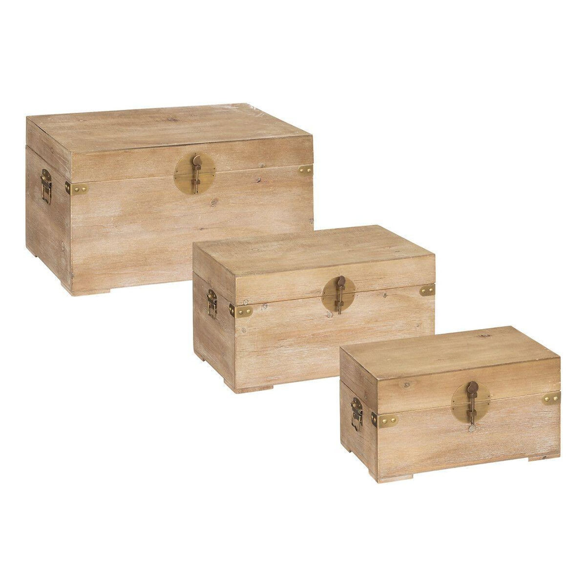 ATMOSPHERA Lot de 3 Malles Déco  Jiling  58cm Naturel