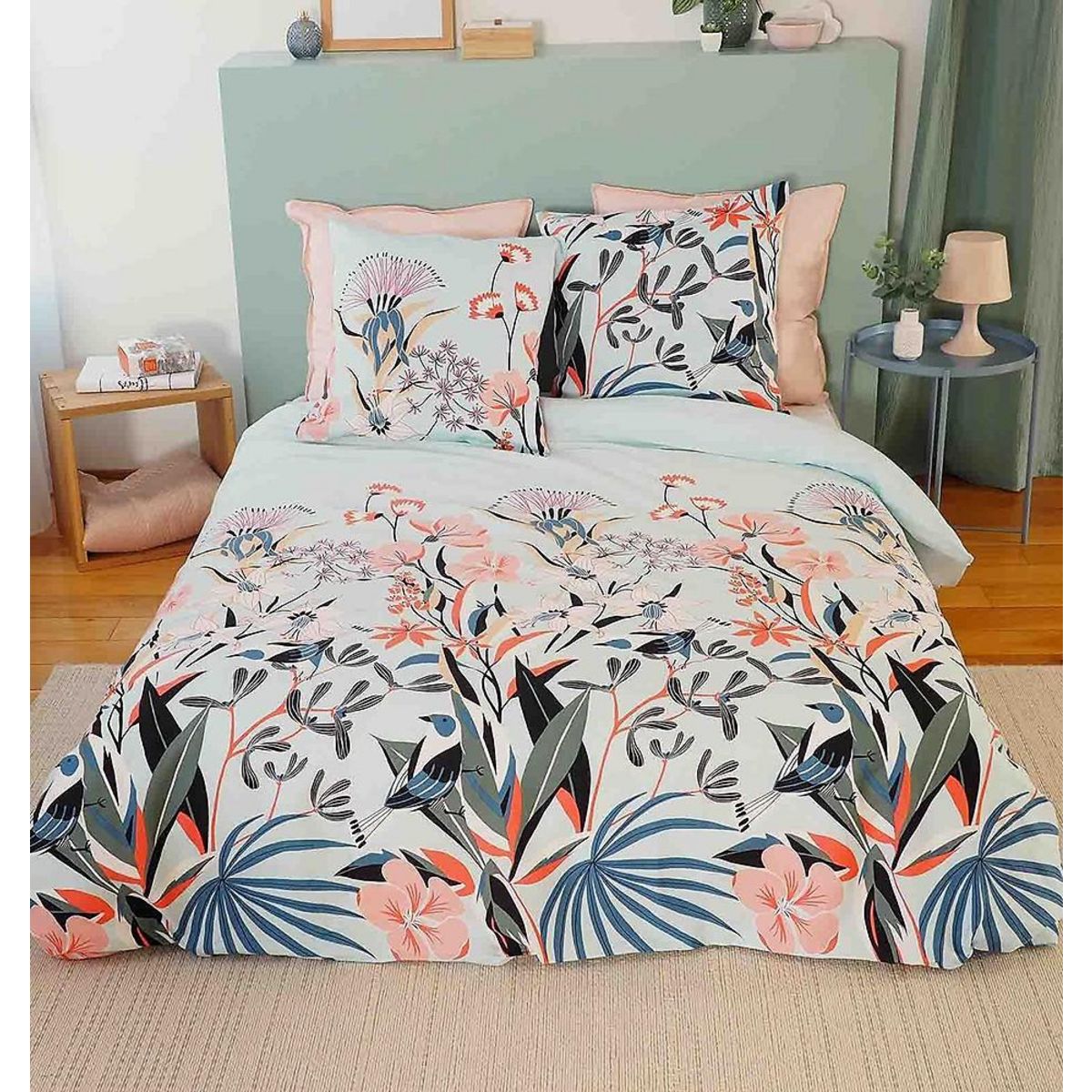 Home collection Parure housse de couette 100% satin de coton bio 78fils paya