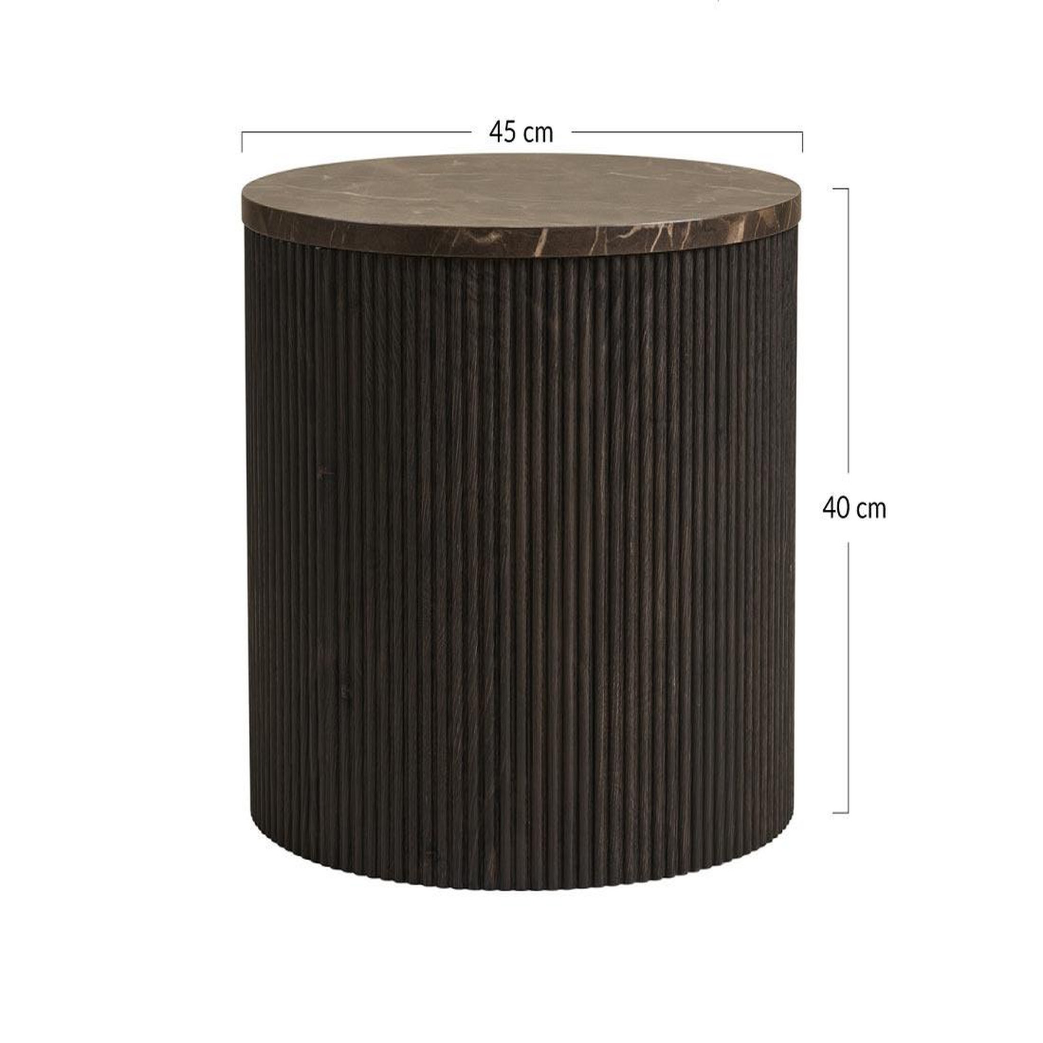 Voir la diapositive 5 : BEST MOBILIER Finn - bout de canapé plateau effet marbre et pieds en tasseaux de bois en fsc  100% - 40 cm
