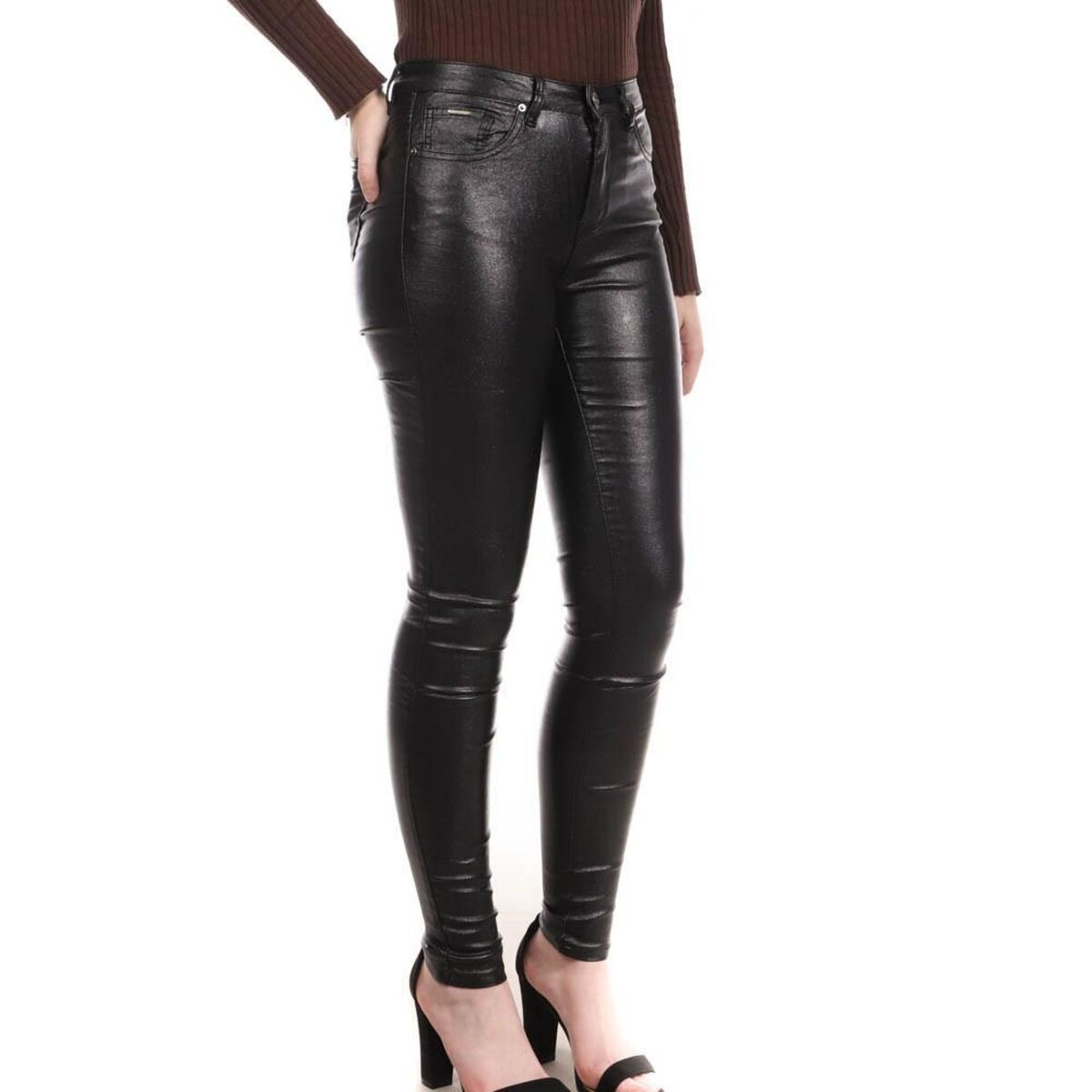 MONDAY PREMIUM Pantalon skinny enduit Noir femme Monday Premium