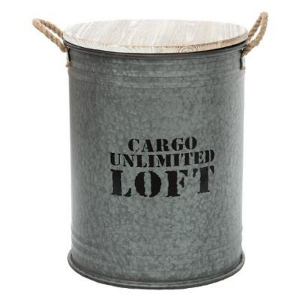 ATMOSPHERA Lot de 3 Coffres Bidon Design  Loft  51cm Gris