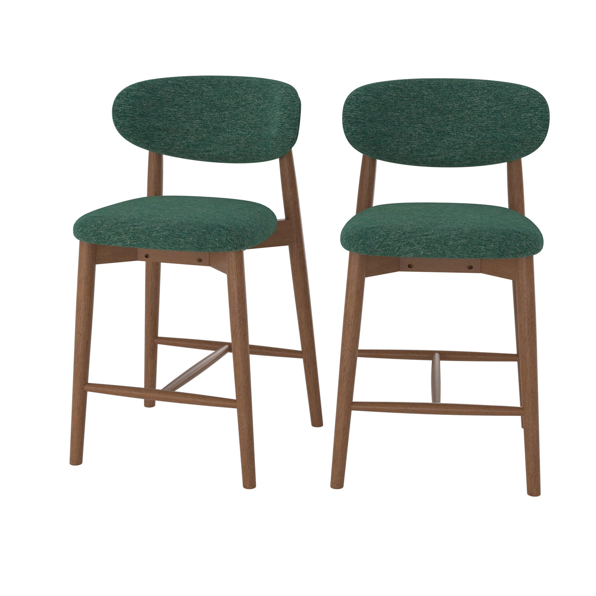 MAISON PAVANE Lot de 2 chaises pour ilot central 64,5 cm en tissu vert sapin-yuna