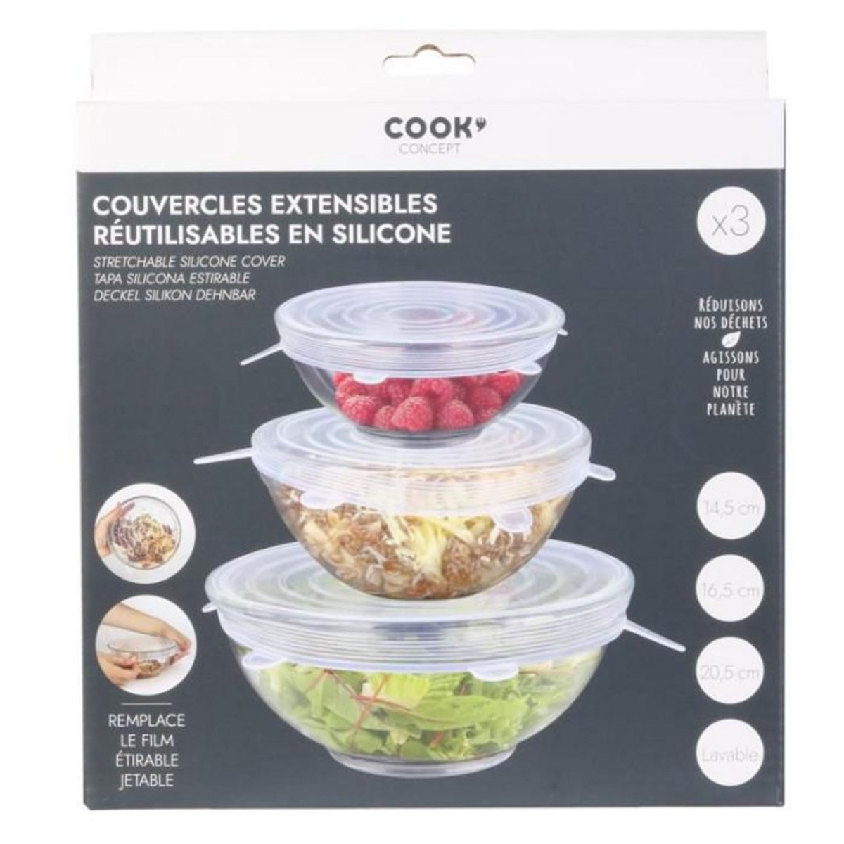 COOK CONCEPT Couvercle flexible silicone x3