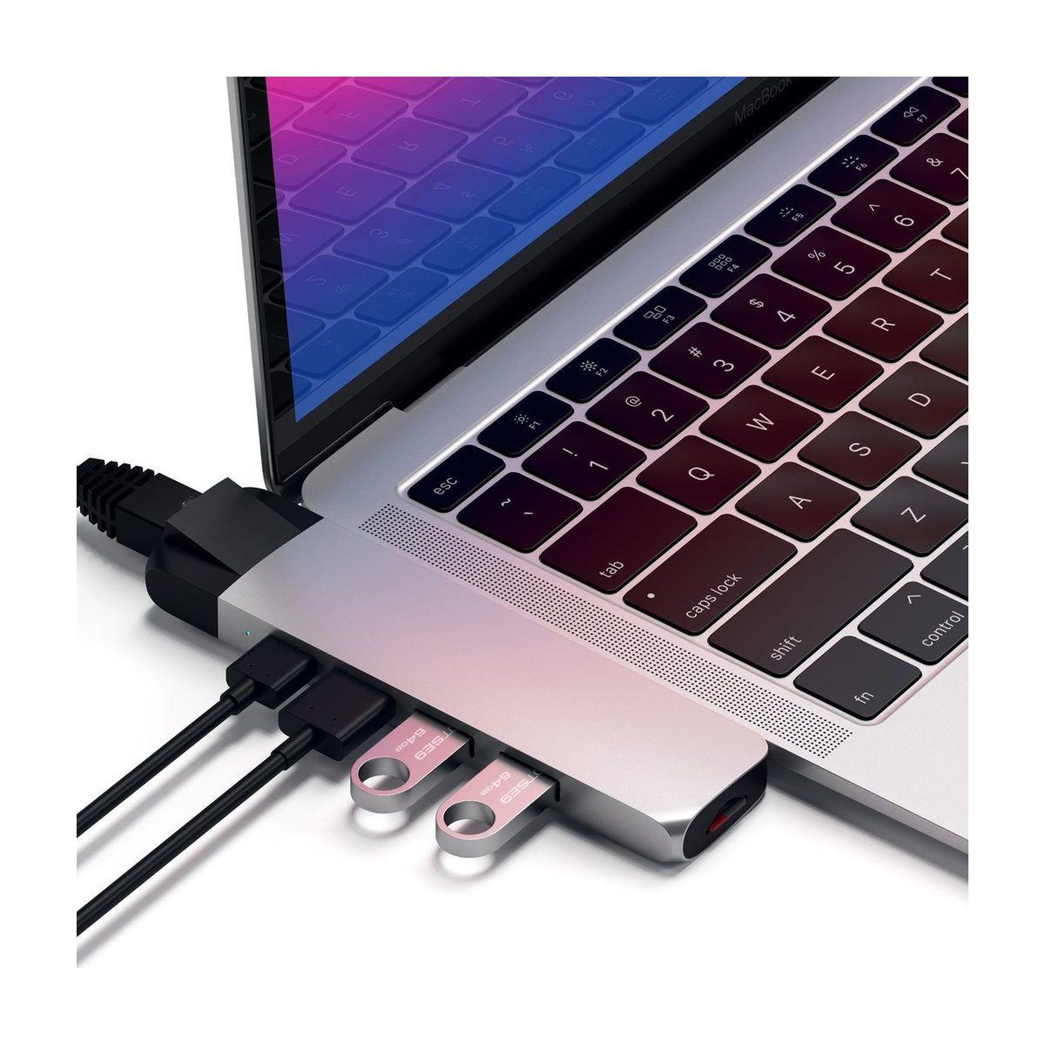 Voir la diapositive 4 : SATECHI Hub USB-C Pro + Ethernet/4K Hdmi silver
