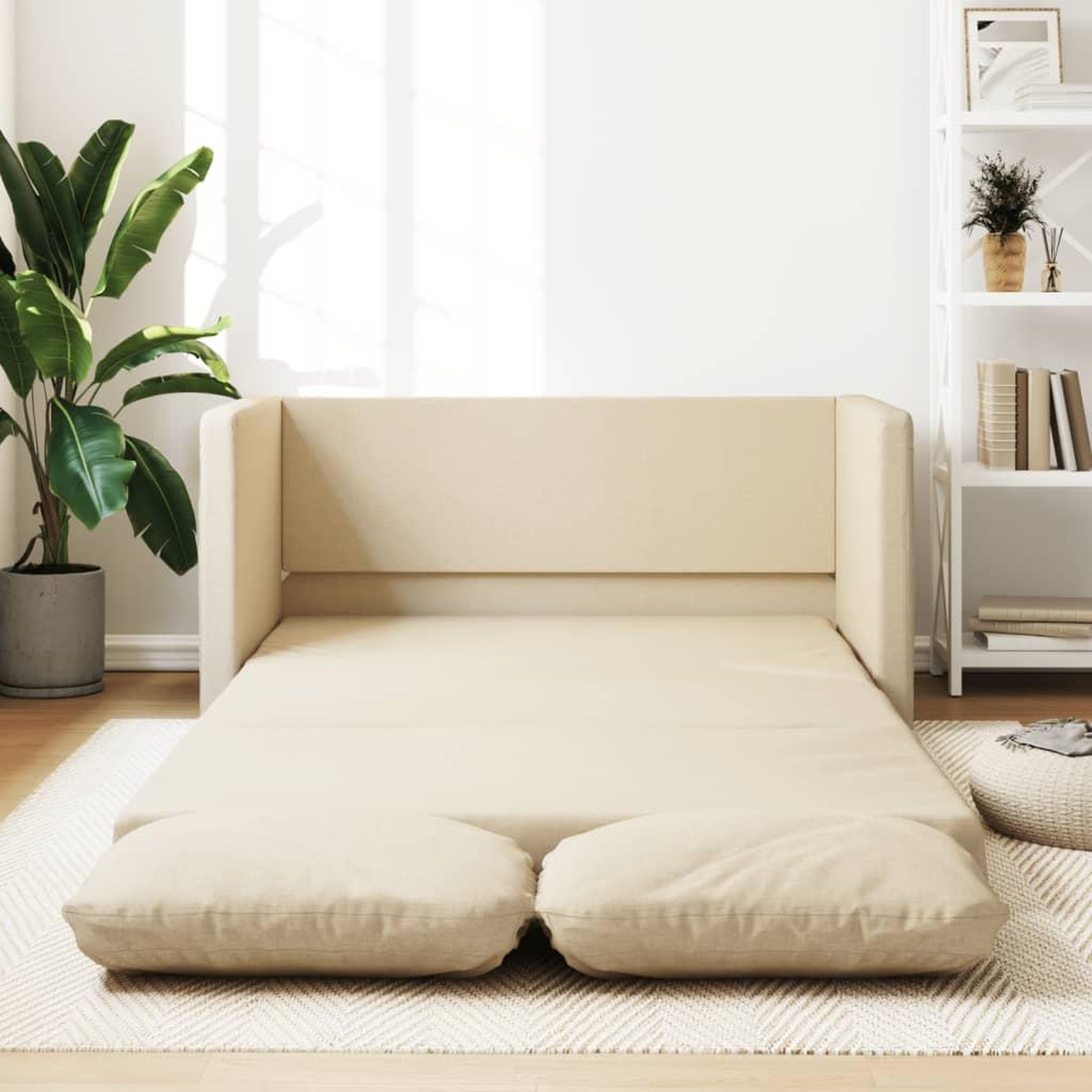 VIDAXL Canape-lit 2 en 1 creme 112x174x55 cm tissu