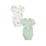 Petit Béguin Lot de 2 bodies bébé manches courtes Arya. Coloris disponibles : Vert