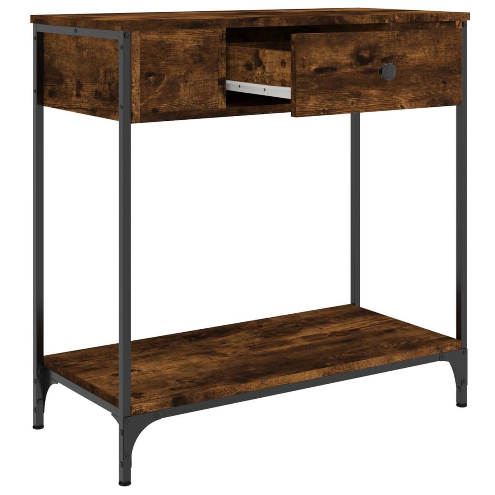 Voir la diapositive 5 : VIDAXL Table console chene fume 75x34,5x75 cm bois d'ingenierie