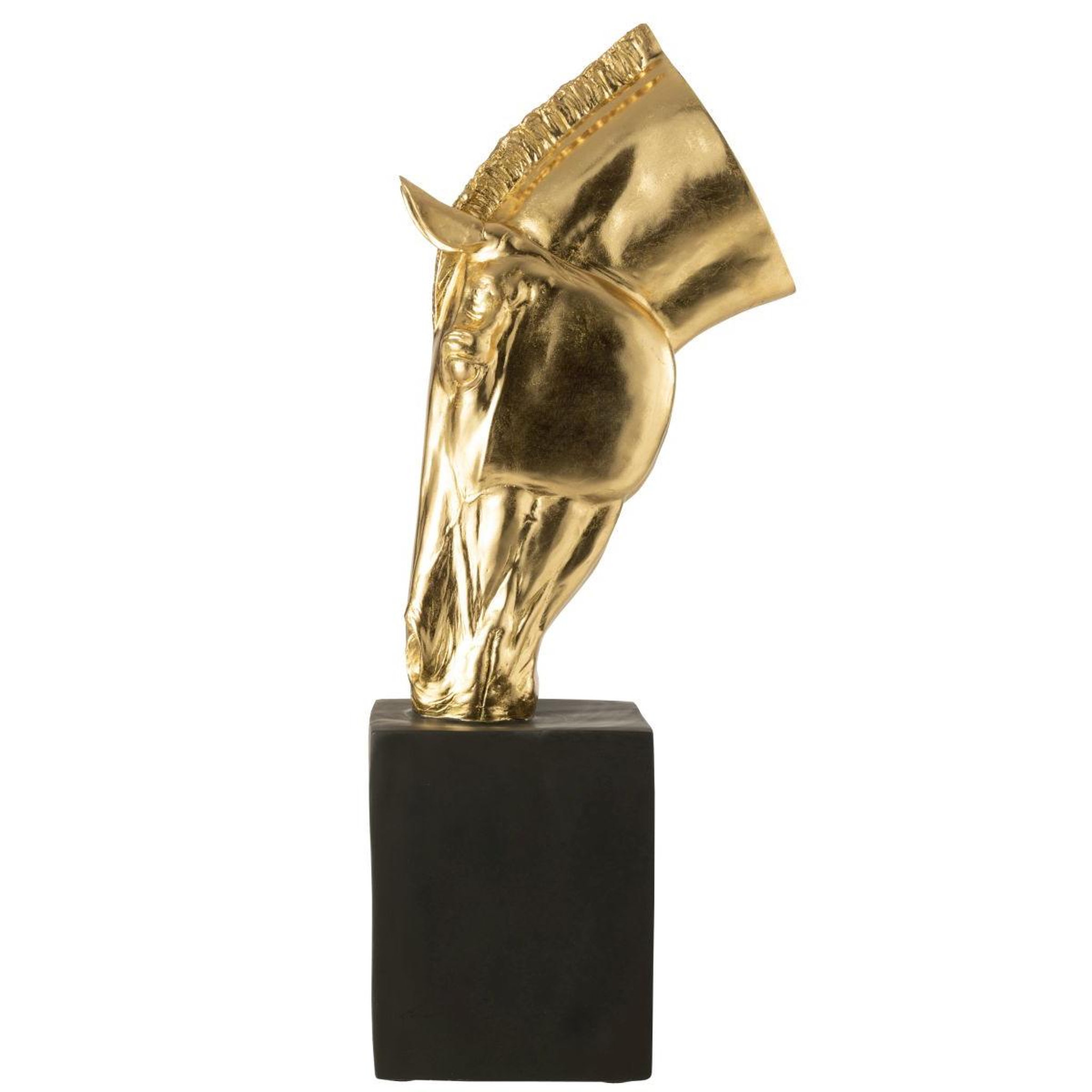 Voir la diapositive 3 : J-LINE Tête de cheval sur socle  hollywood  95cm doré