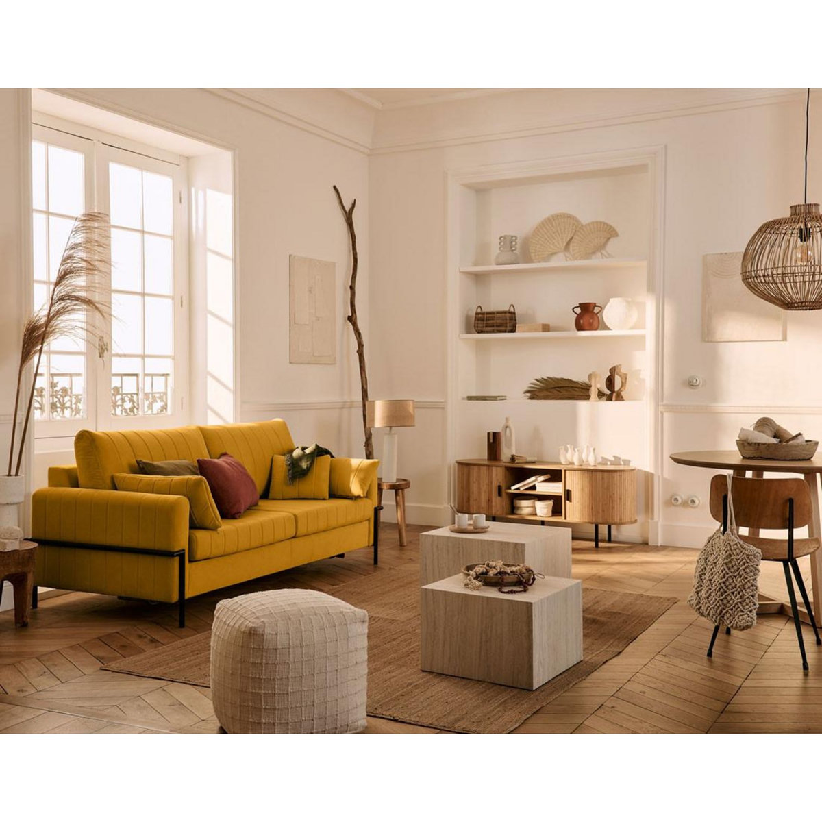 LISA DESIGN Ercolano - canapé 3 places convertible - couchage quotidien - matelas 11 cm - en velours