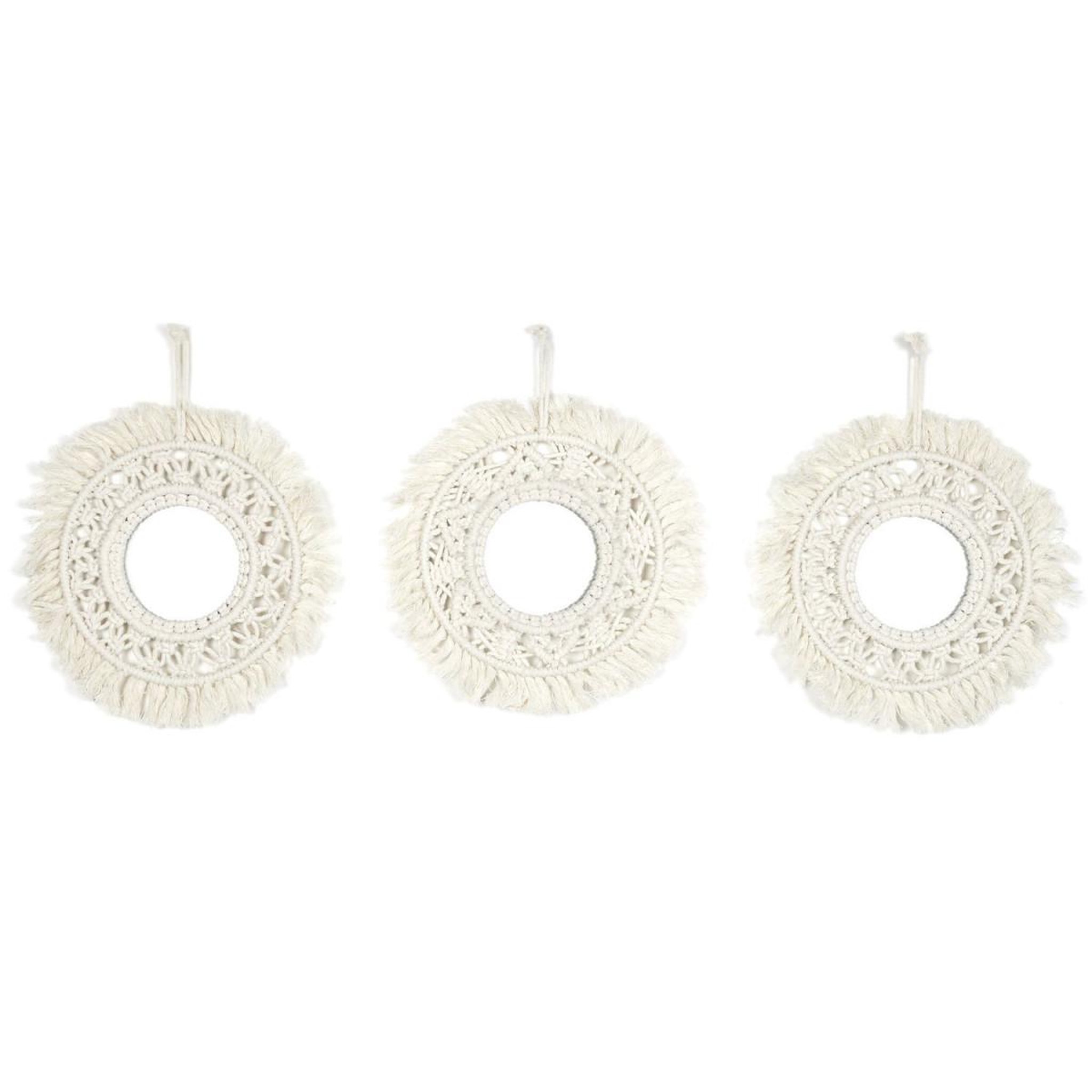 The Home Deco Factory Lot de 3 Miroirs Déco  Boho  28cm Beige