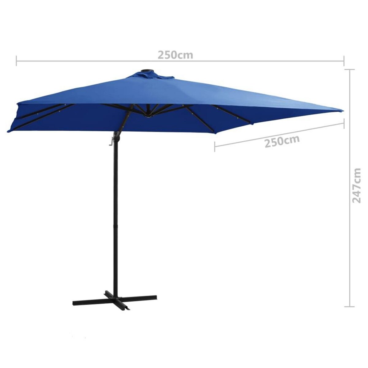 VIDAXL Parasol de jardin en porte-a-faux lumieres LED et mat en acier