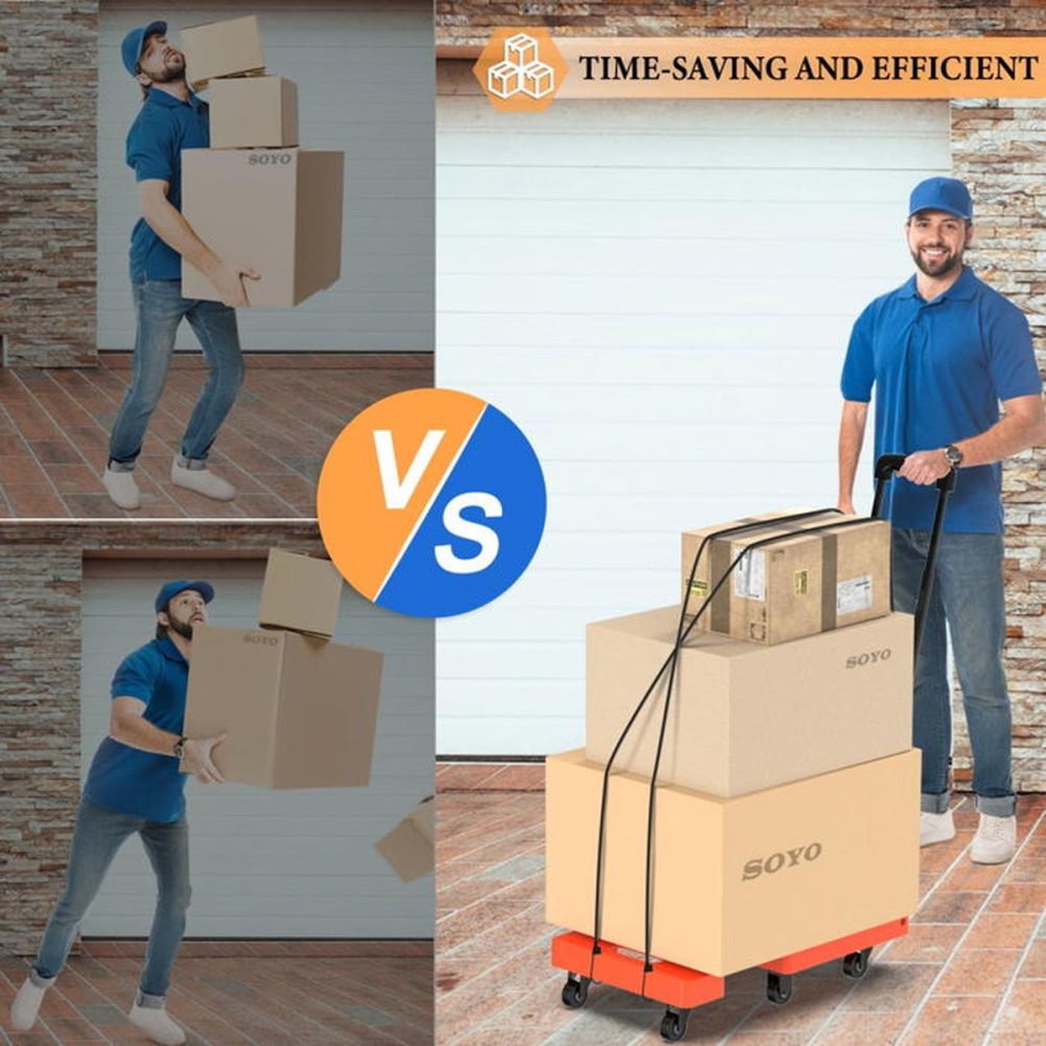 Voir la diapositive 4 : Chariot de transport pliant Spacekeeper rouge plateforme extensible capacité 230 kg 6 roulettes pivotantes 360°