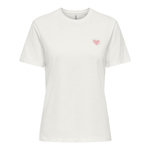 Only T-Shirt Blanc/Rose Femme Only Heart. Coloris disponibles : Blanc