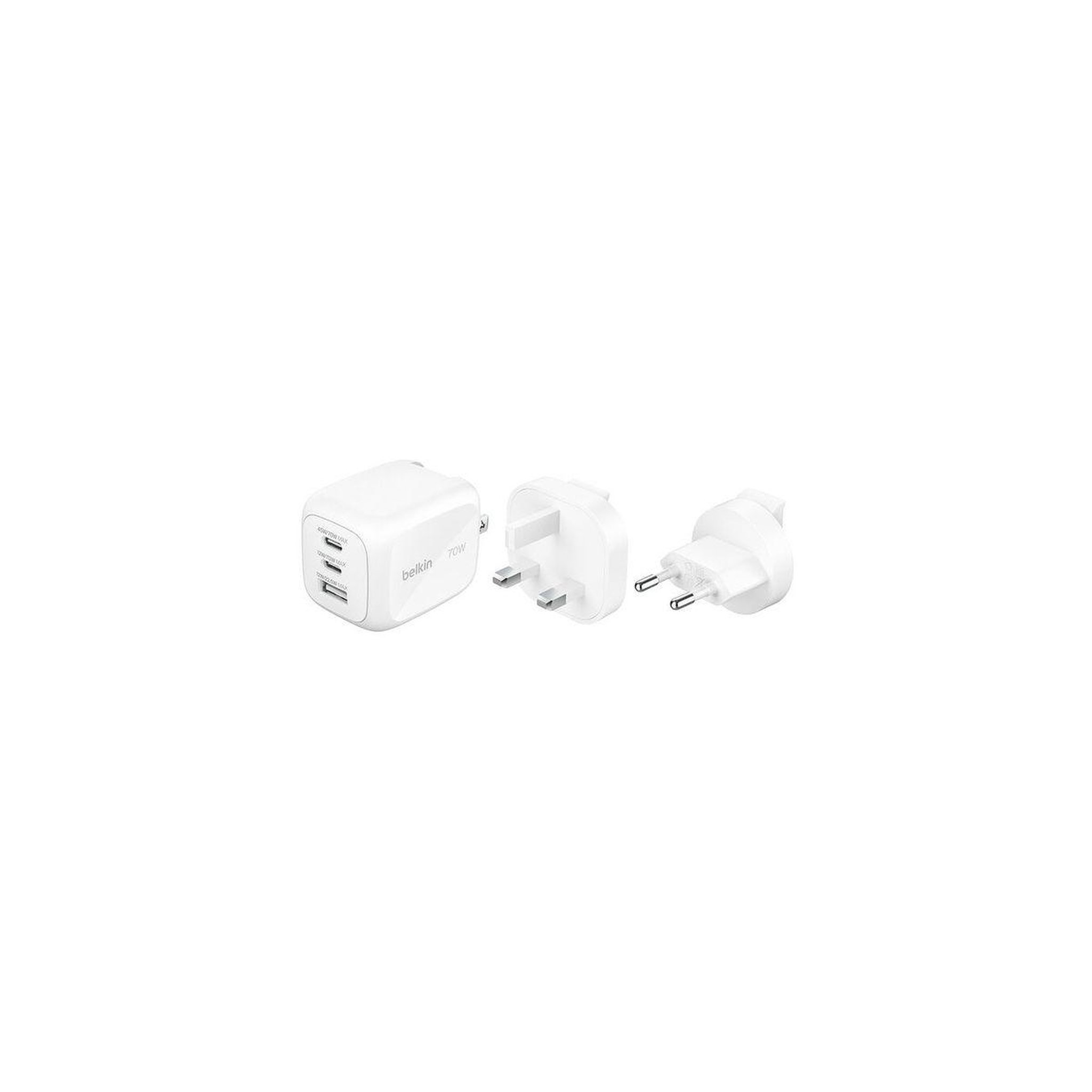 Voir la diapositive 2 : Belkin Chargeur + câble 70w 2 ports blanc gan
