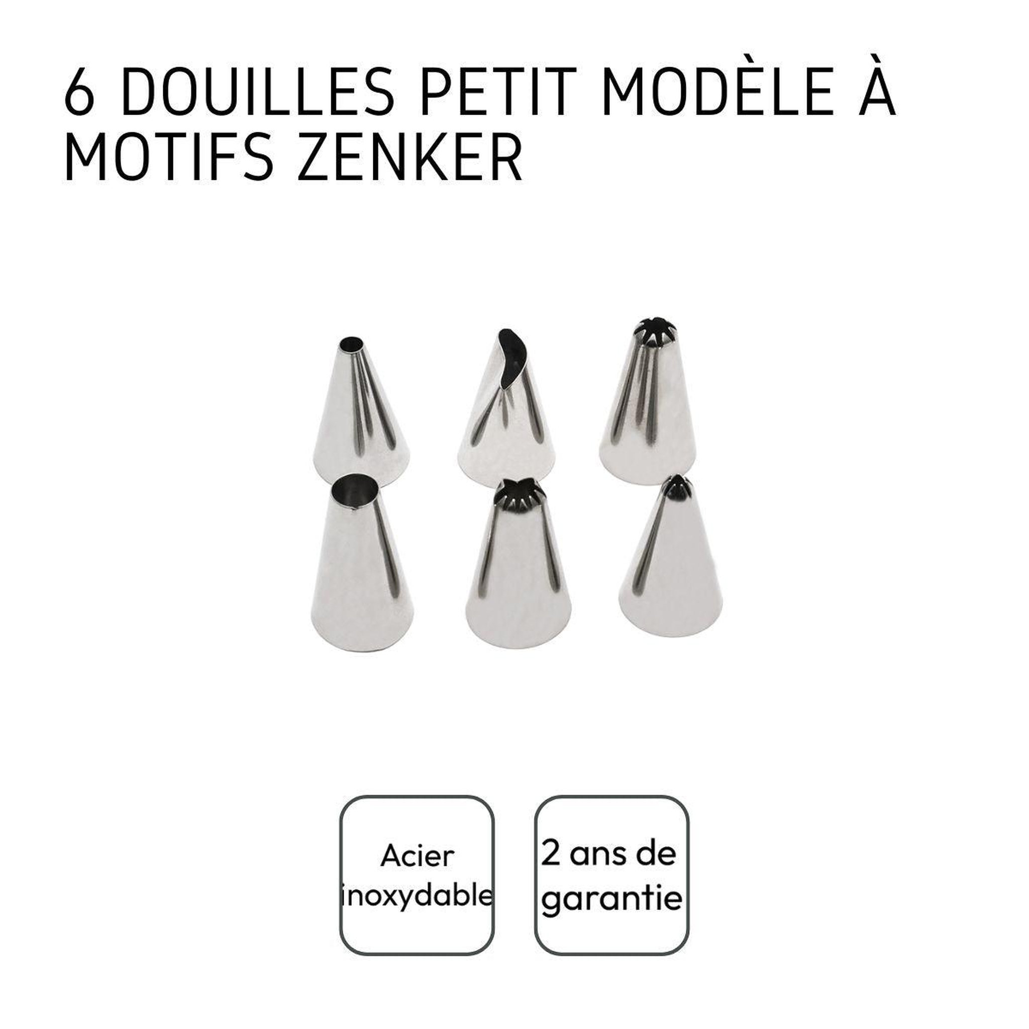 Voir la diapositive 4 : ZENKER Lot de 6 douilles à pâtisserie en inox petit modèle zenker smart pastry
