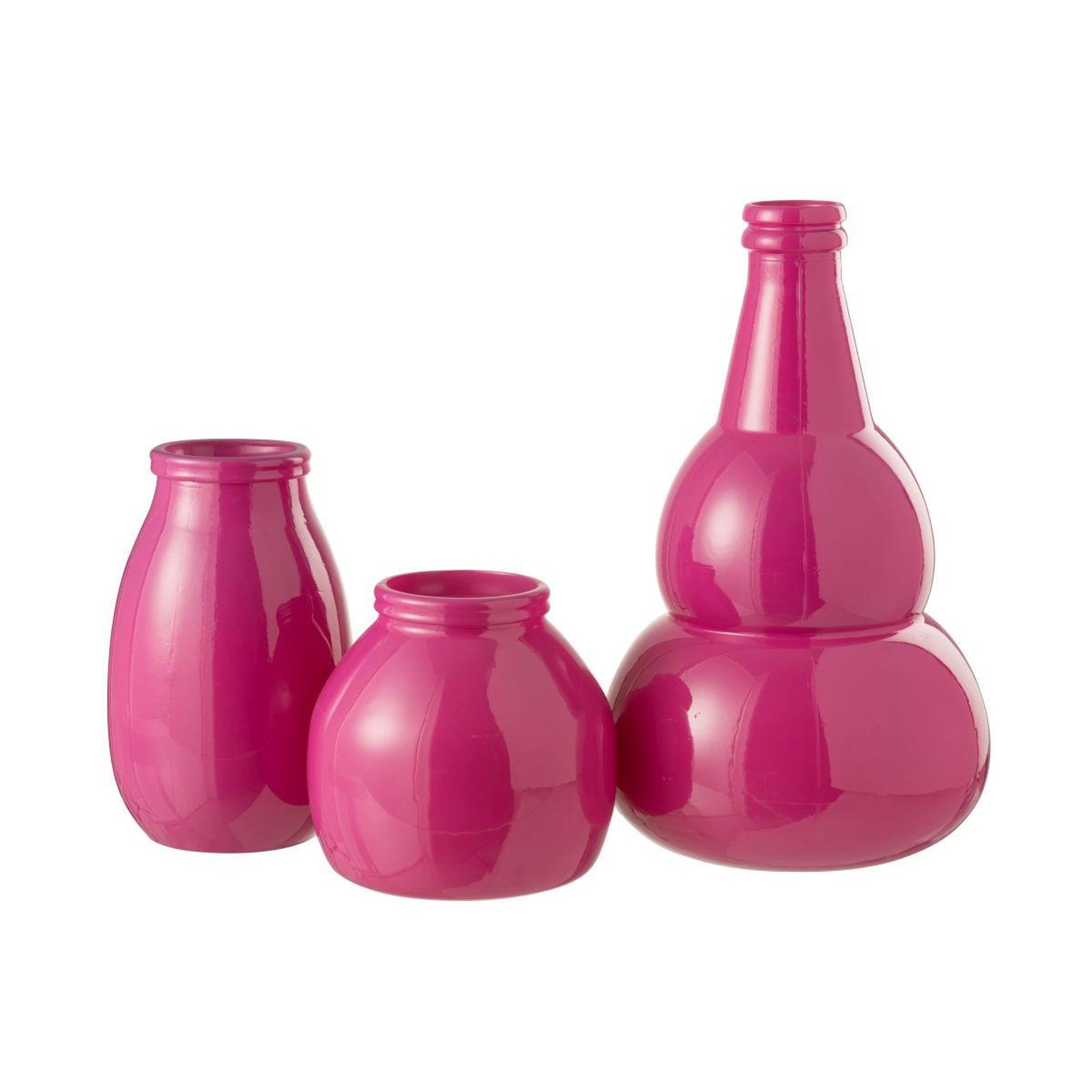 Voir la diapositive 2 : J-LINE Vase déco en verre  cocoon  28cm rose