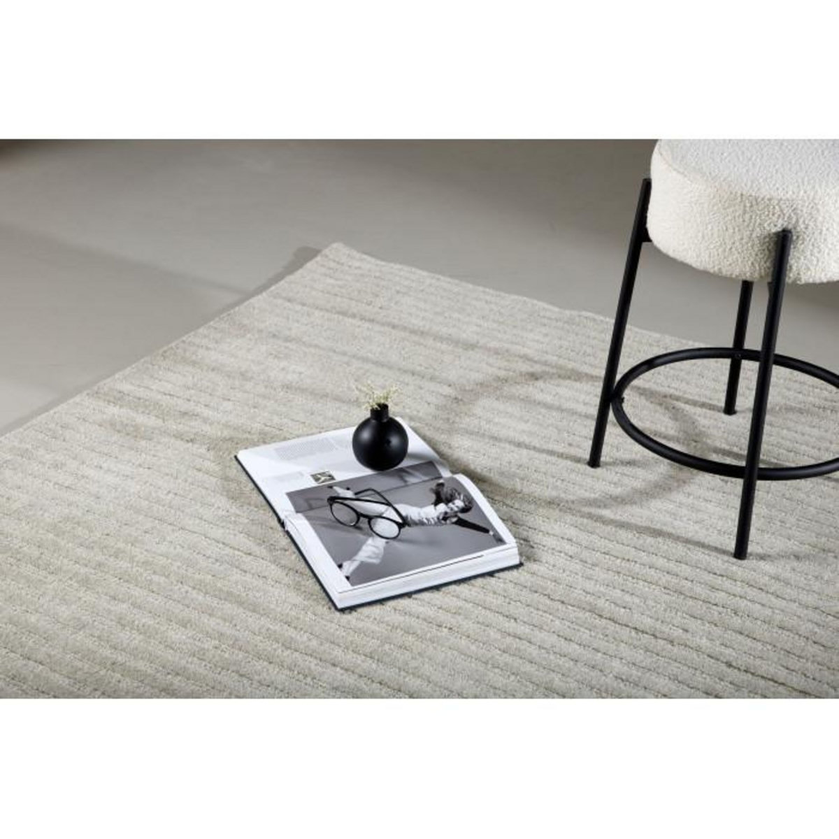 Paris Prix Tapis Déco en Laine  Milton  202x300cm Gris Clair