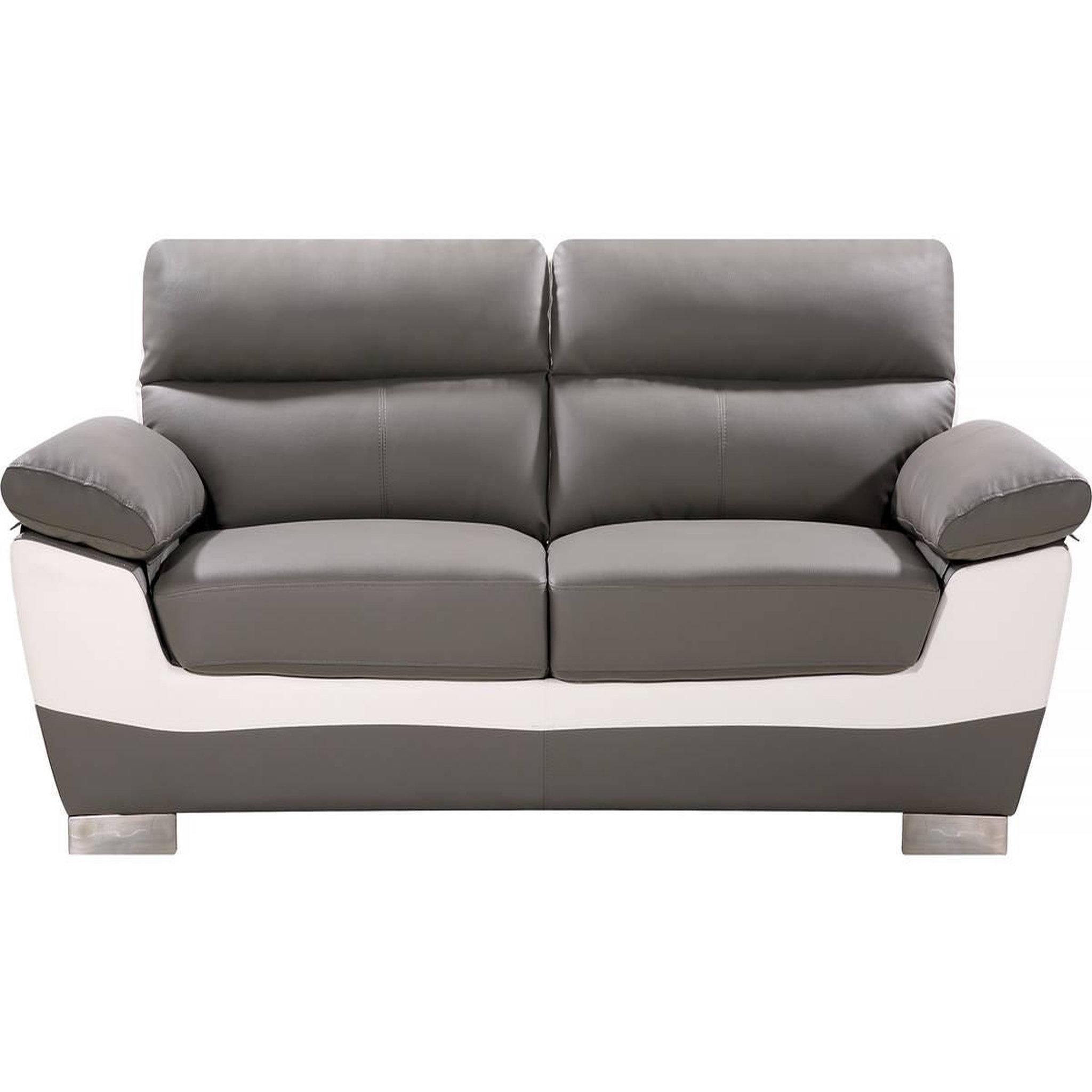 Voir la diapositive 3 : Habitat et Jardin Canapé fixe en cuir reconstitué et PVC   Dallas  - 210 x 88 x 90 cm - 3 places - Gris/Blanc