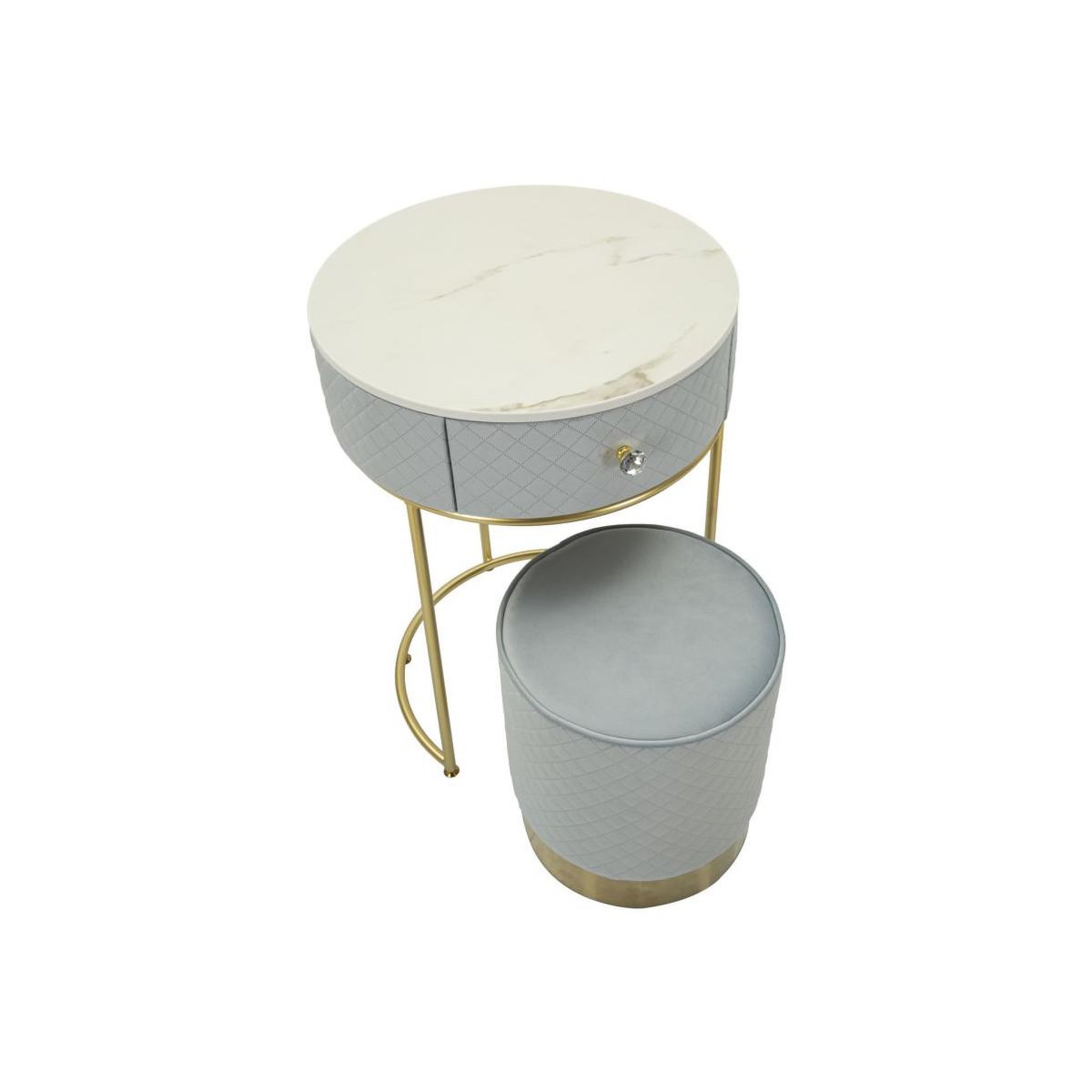 Voir la diapositive 4 : Paris Prix Coiffeuse d'appoint design  vellit  70cm bleu clair & or