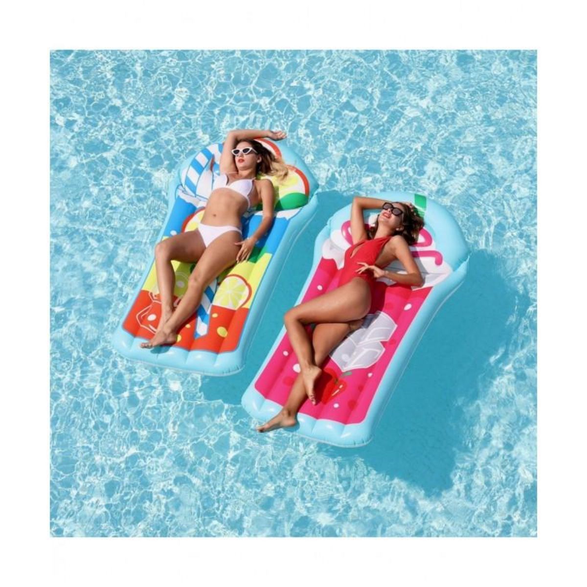 AIRMYFUN Matelas Gonflable d'Eau Géant, Ultra Confort, pour Piscine & Plage - Thé Citron 185 x 100 cm