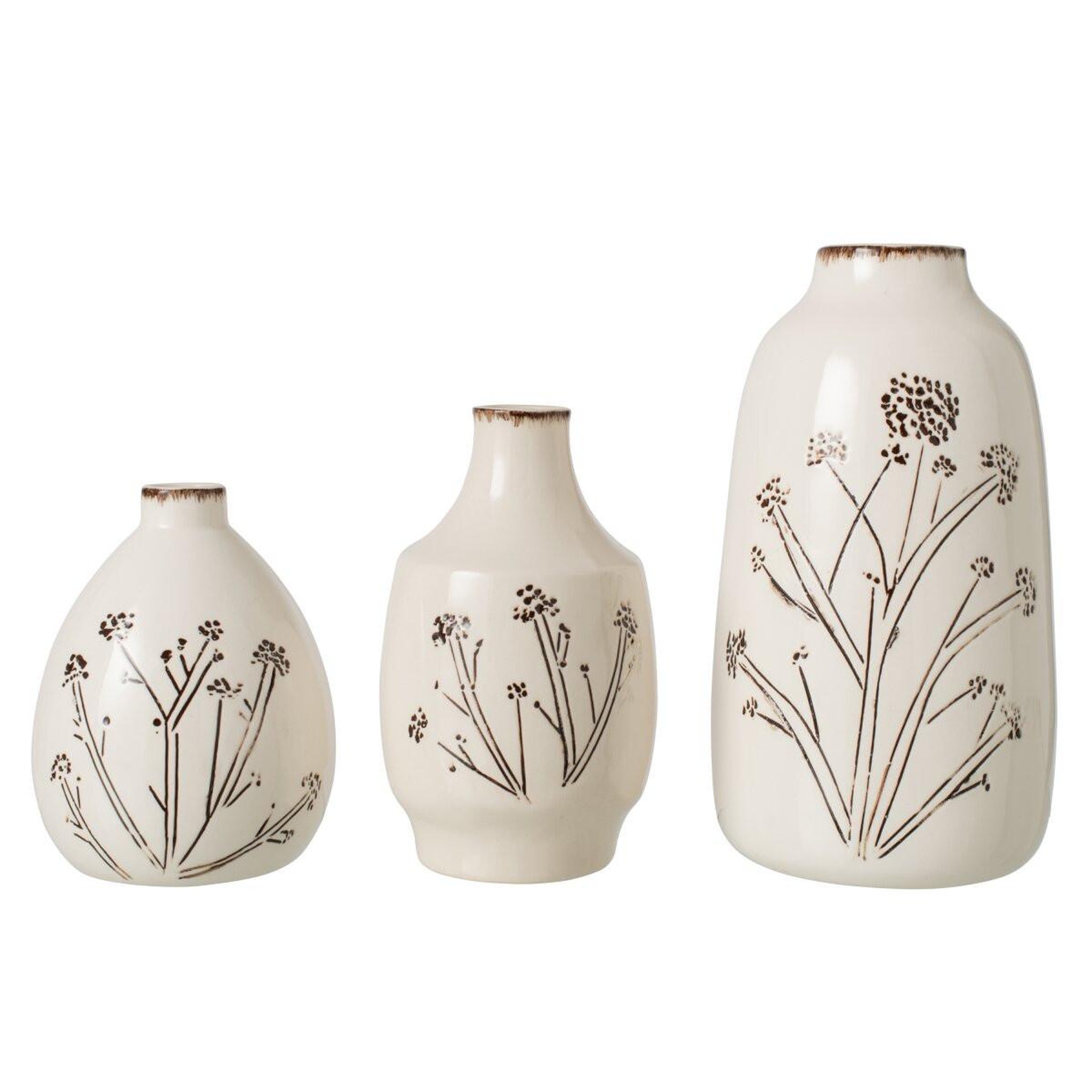 Voir la diapositive 2 : J-LINE Vase Design en Porcelaine  Tuva  24cm Blanc