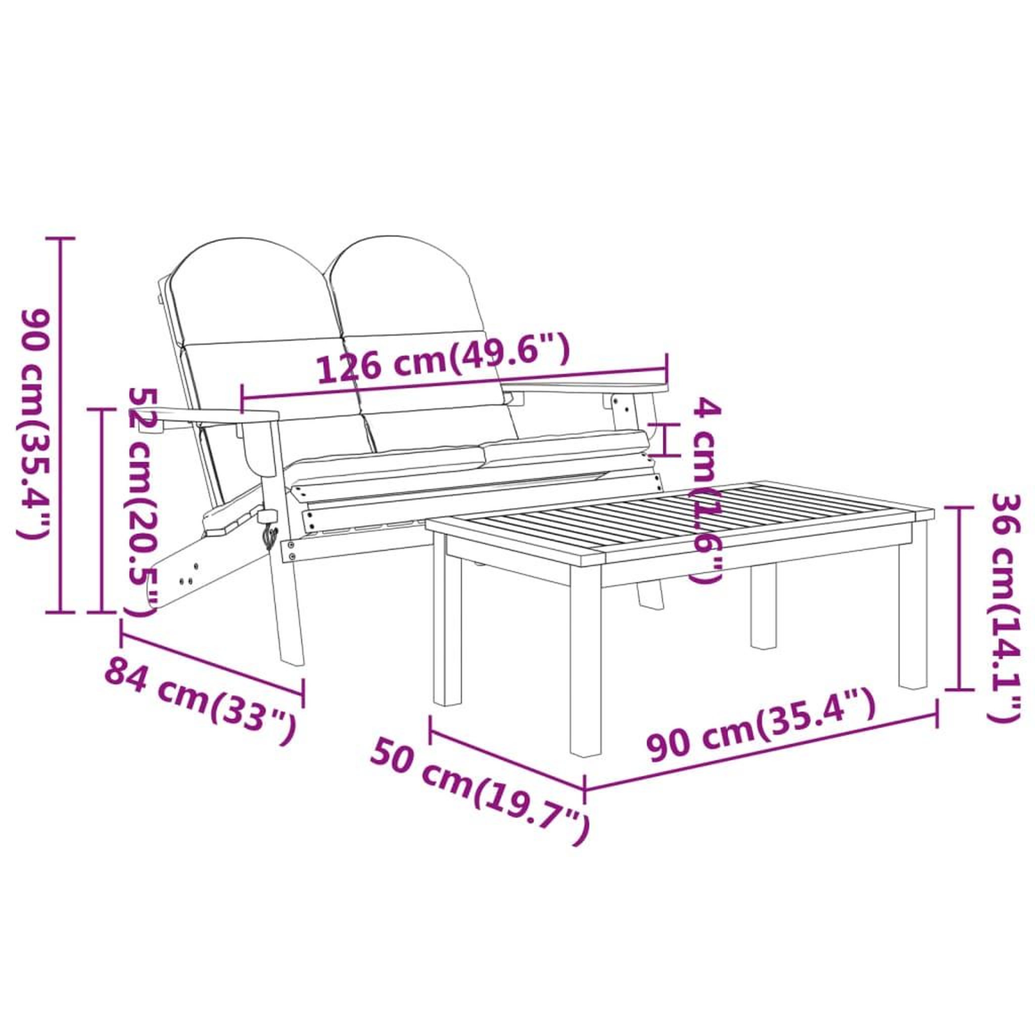 Voir la diapositive 6 : VIDAXL Ensemble de salon de jardin Adirondack 2 pcs bois acacia solide