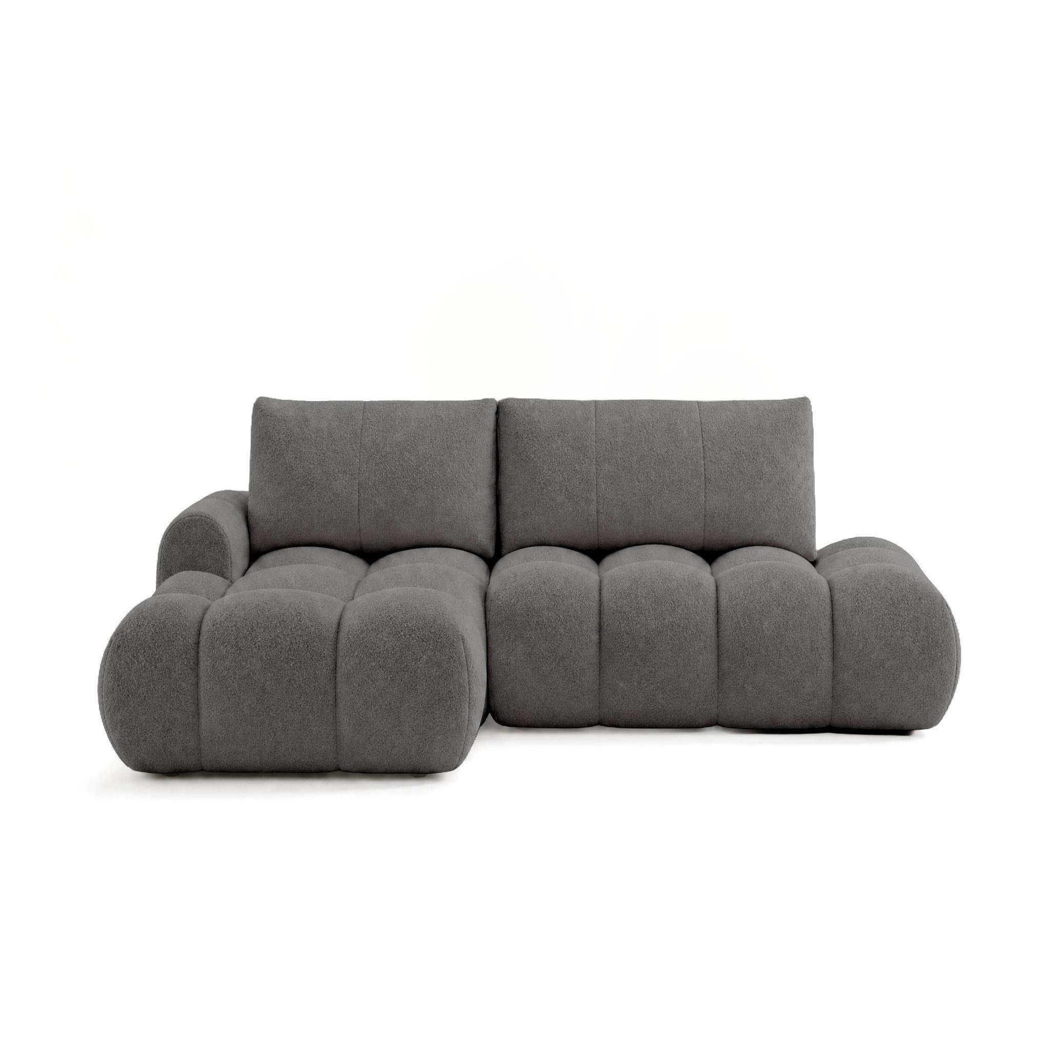 Voir la diapositive 1 : BEST MOBILIER Yulin - canapé d'angle ouvert gauche 4 places convertible avec coffre en tissu bouclette