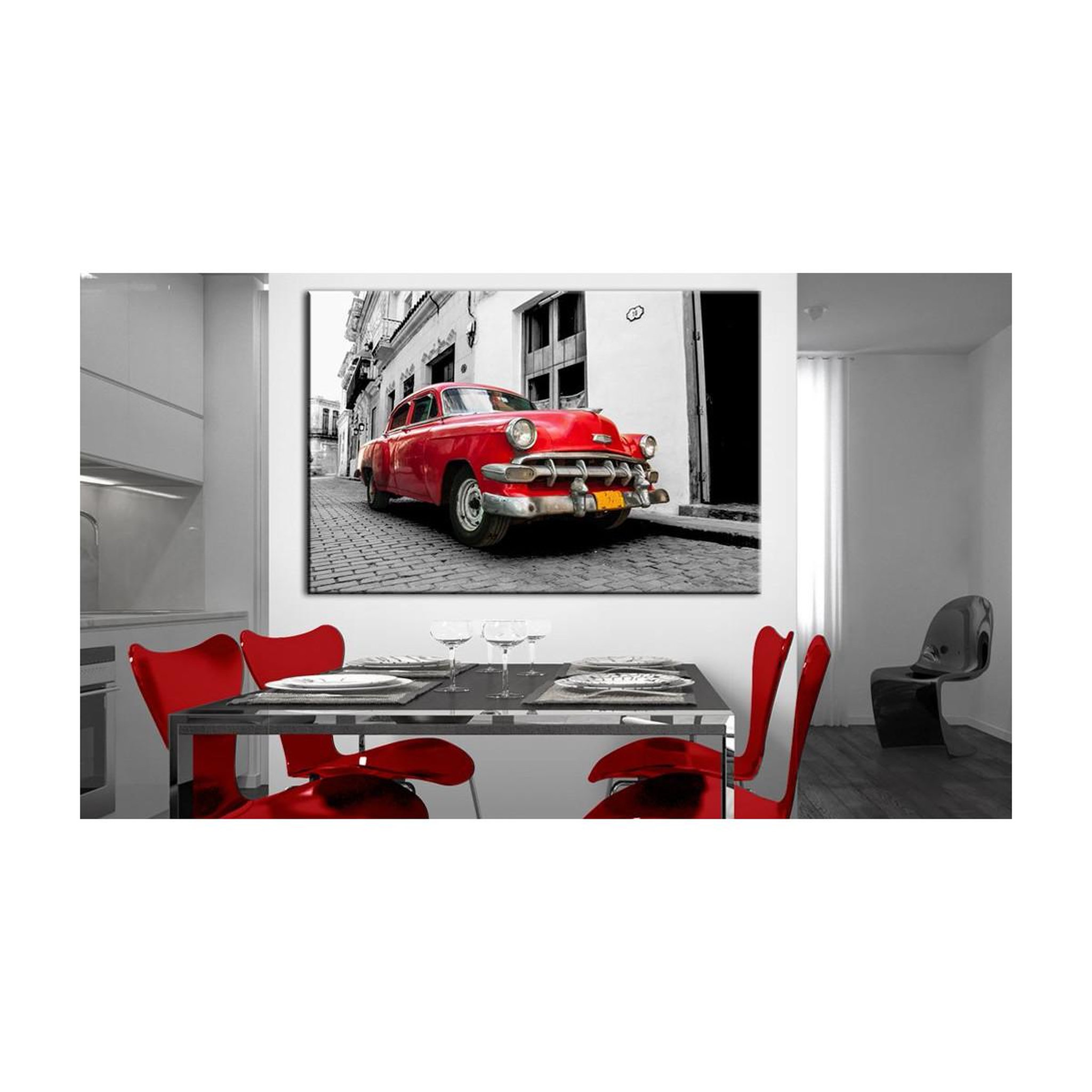 Voir la diapositive 2 : Paris Prix Tableau Imprimé  Cuban Classic Car Red