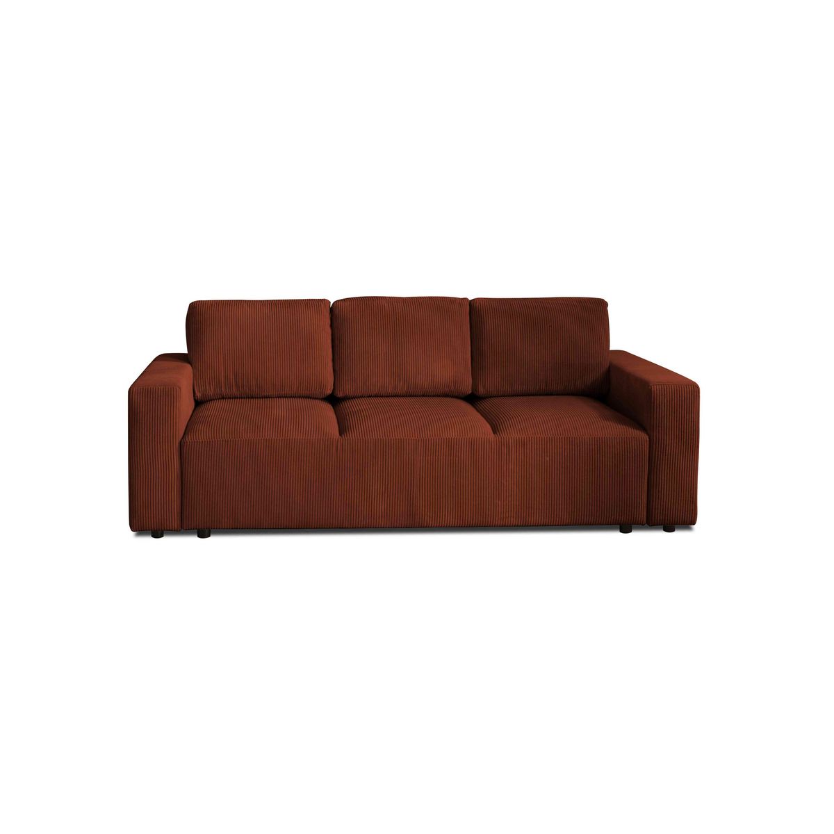 LISA DESIGN Livy - canapé droit convertible - avec coffre - en velours côtelé - 3 places