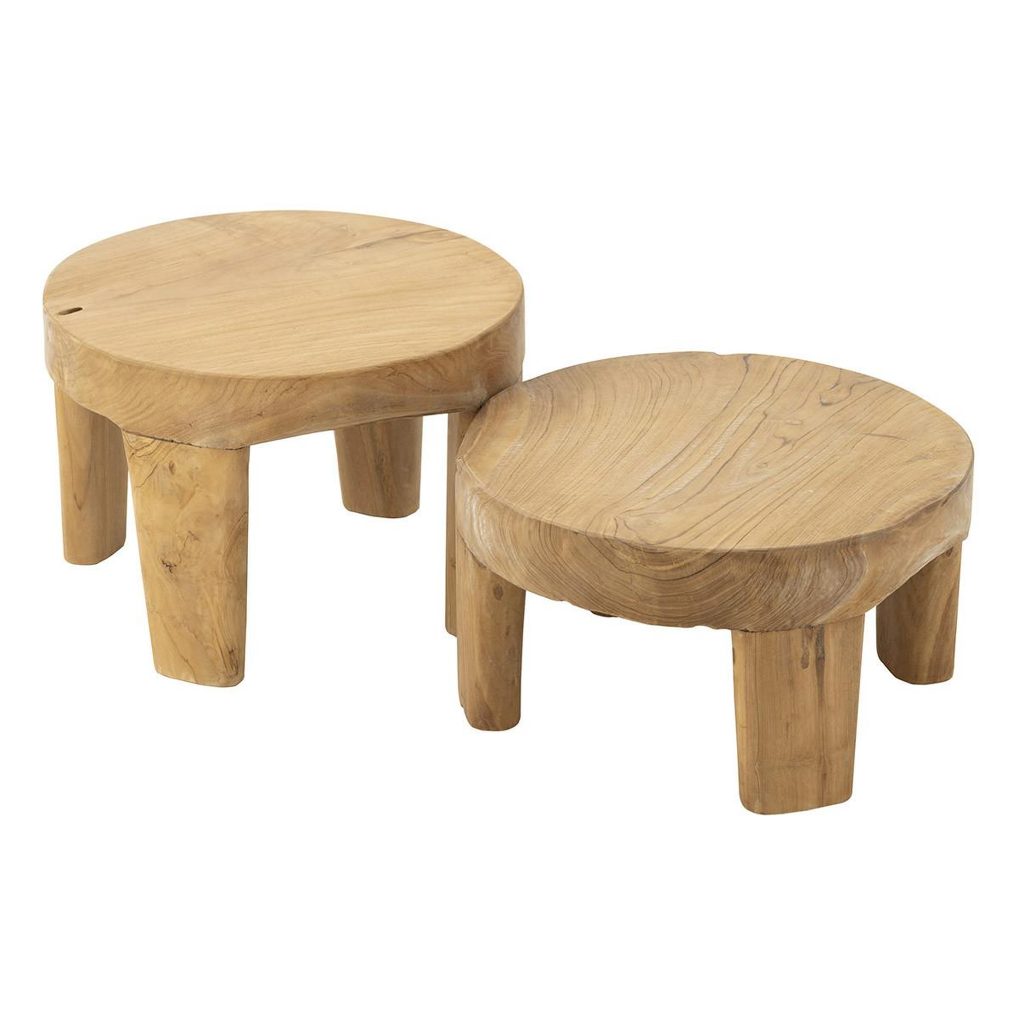 Voir la diapositive 1 : J-LINE Lot de 2 Tables Basses  Tek  50cm Naturel