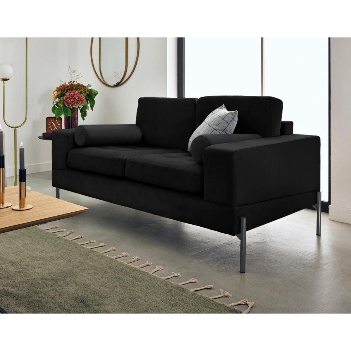 LISA DESIGN Isaure - canapé droit 2 places en velours