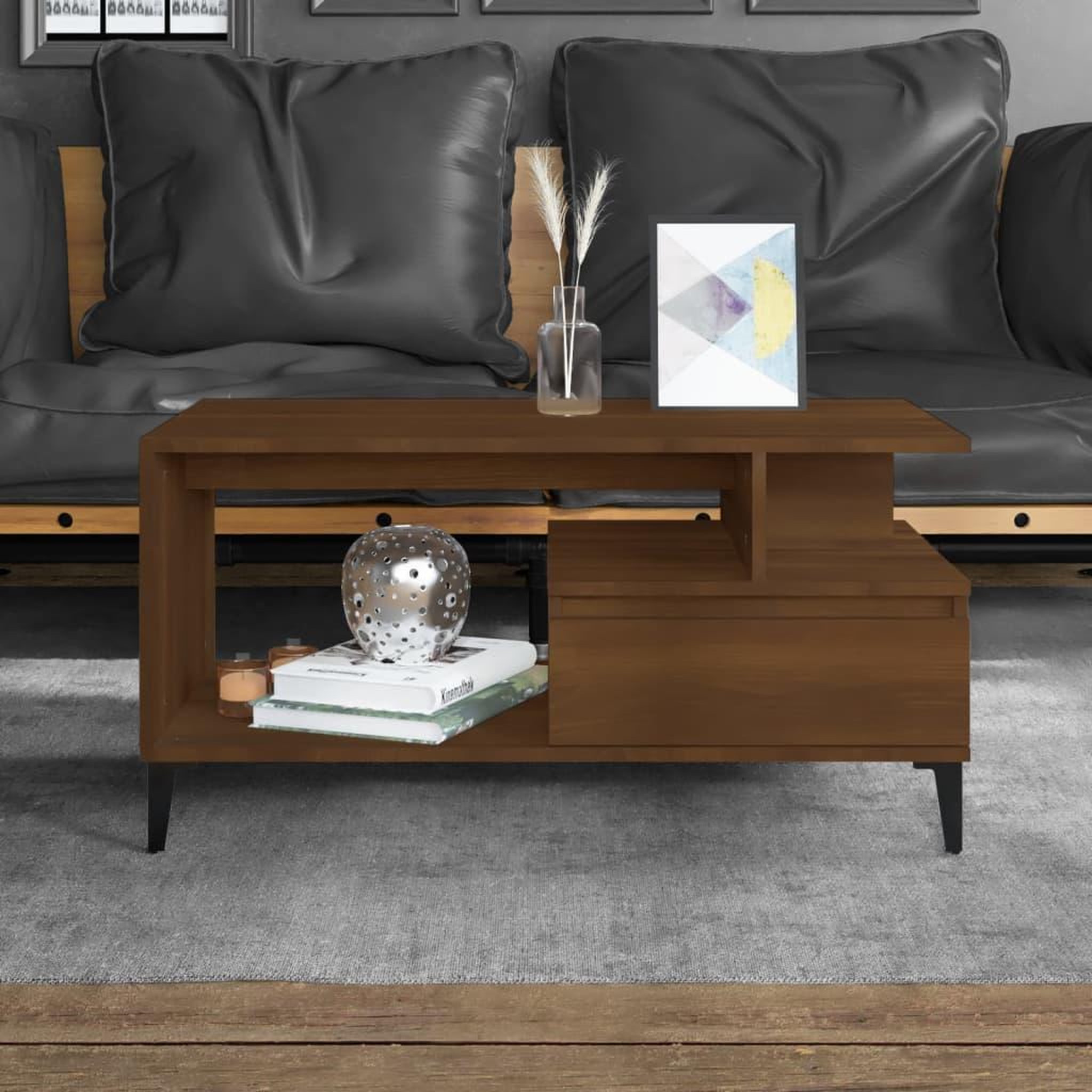 Voir la diapositive 1 : VIDAXL Table basse Chene marron 90x49x45 cm Bois d'ingenierie