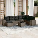 VIDAXL Salon de jardin 9 pcs avec coussins gris resine tressee