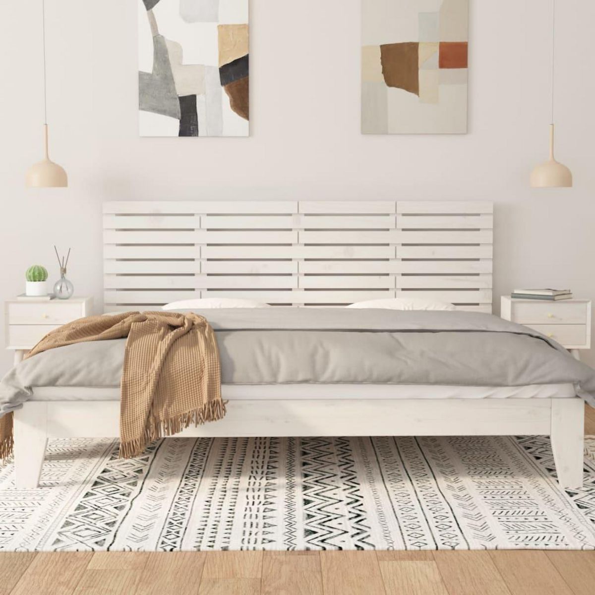 VIDAXL Tete de lit murale Blanc 206x3x63 cm Bois massif de pin
