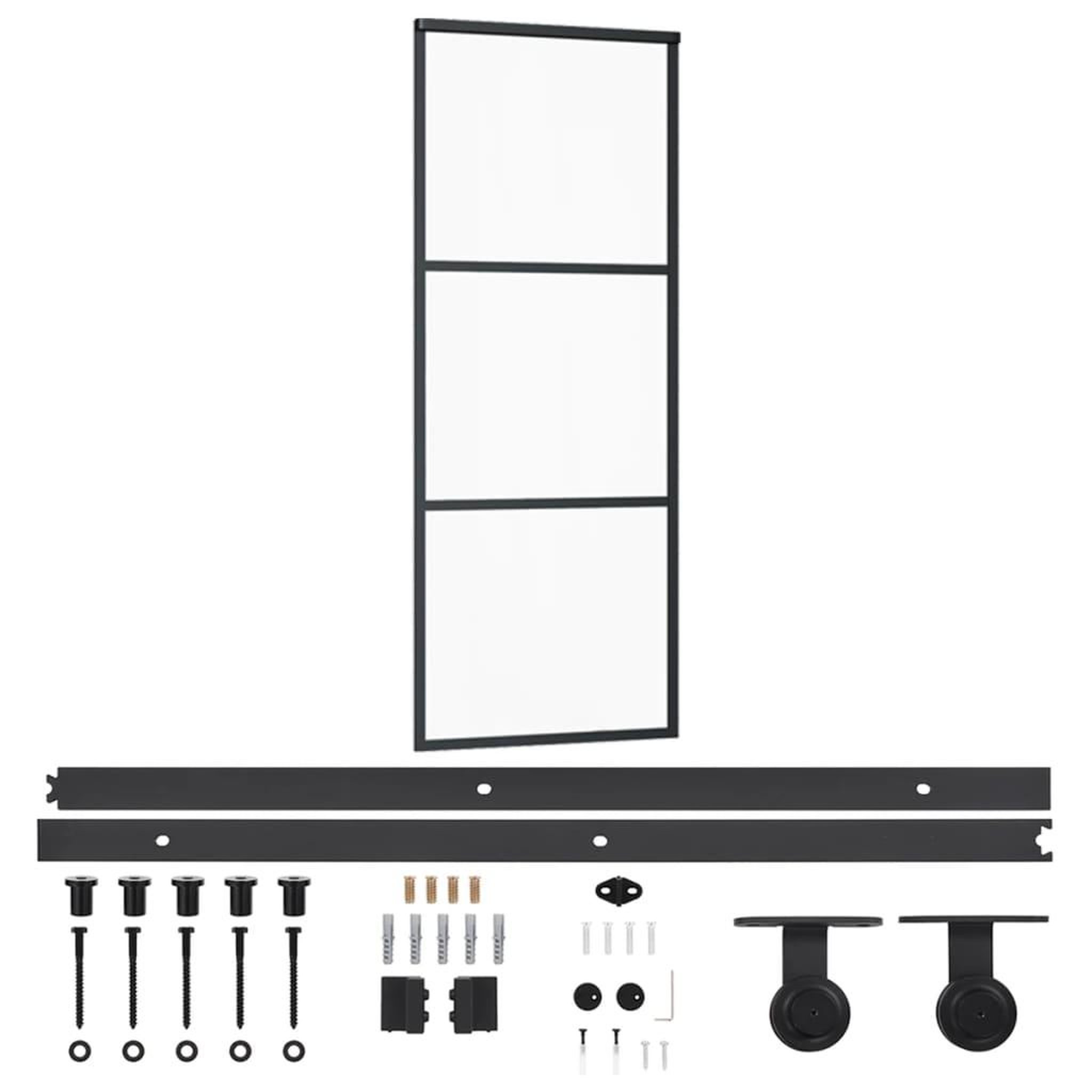 Voir la diapositive 2 : VIDAXL Porte coulissante et quincaillerie ESG Verre/Aluminium 76x205cm