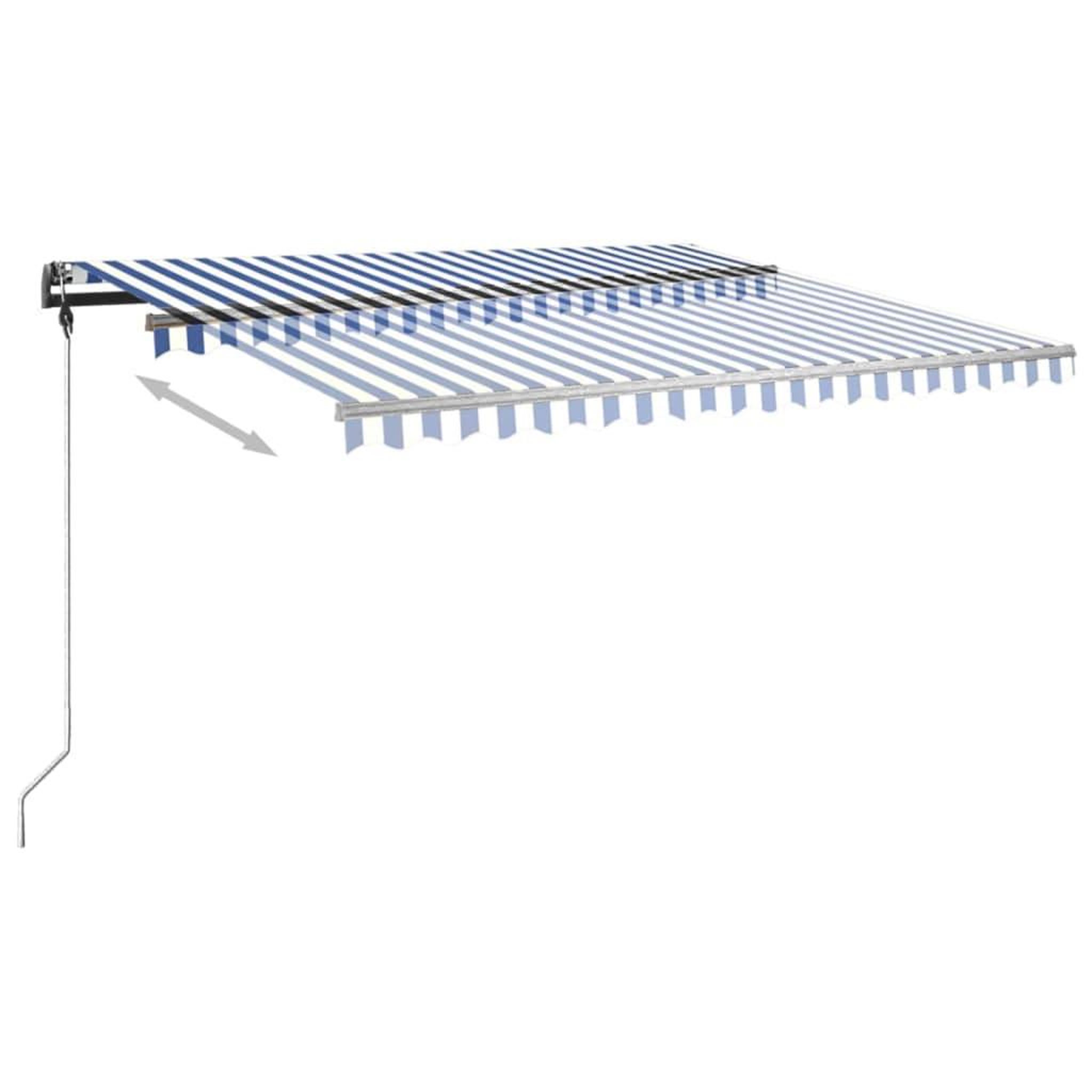 Voir la diapositive 3 : VIDAXL Auvent manuel retractable avec poteaux 4x3,5 m Bleu et blanc