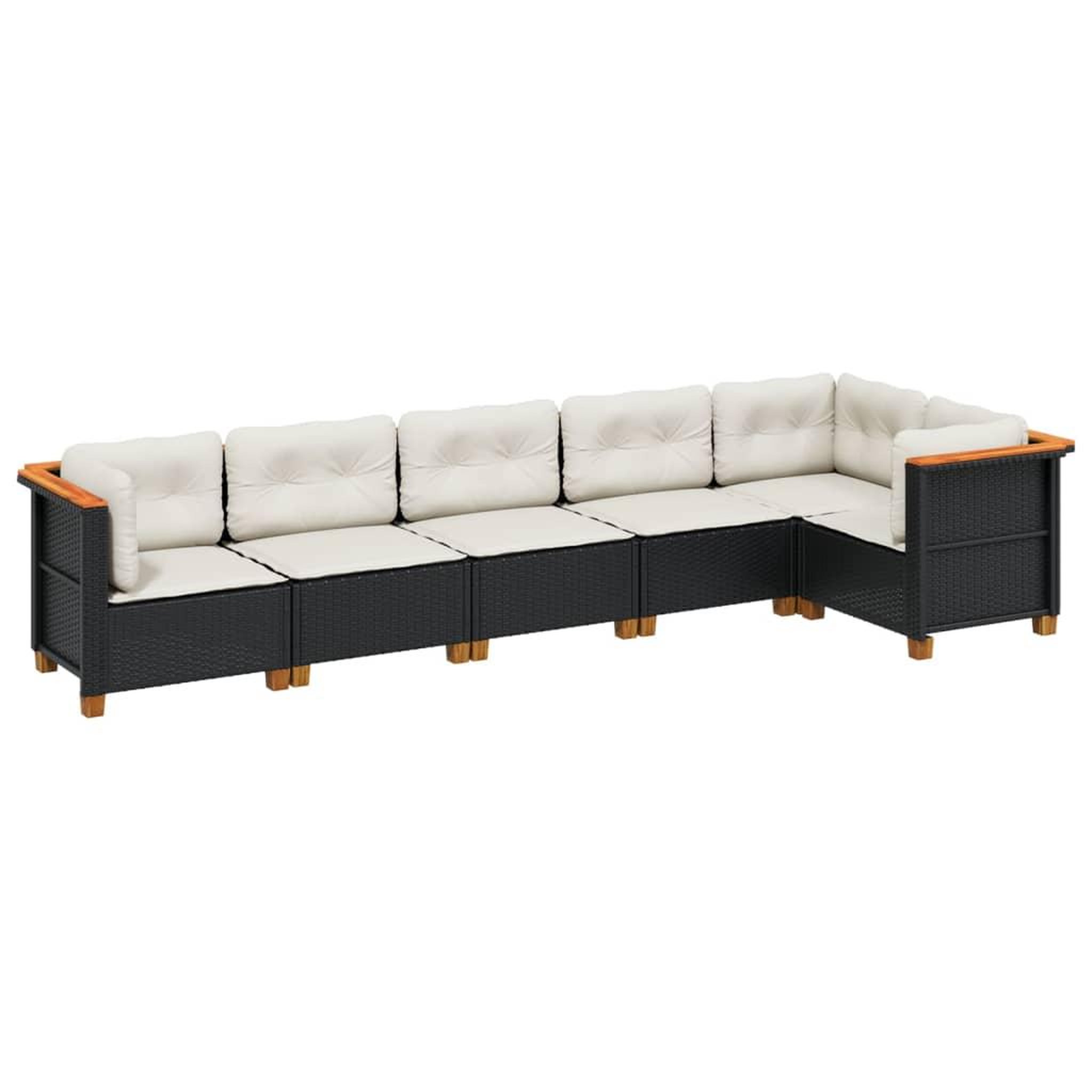 Voir la diapositive 2 : VIDAXL Salon de jardin 6 pcs avec coussins noir resine tressee