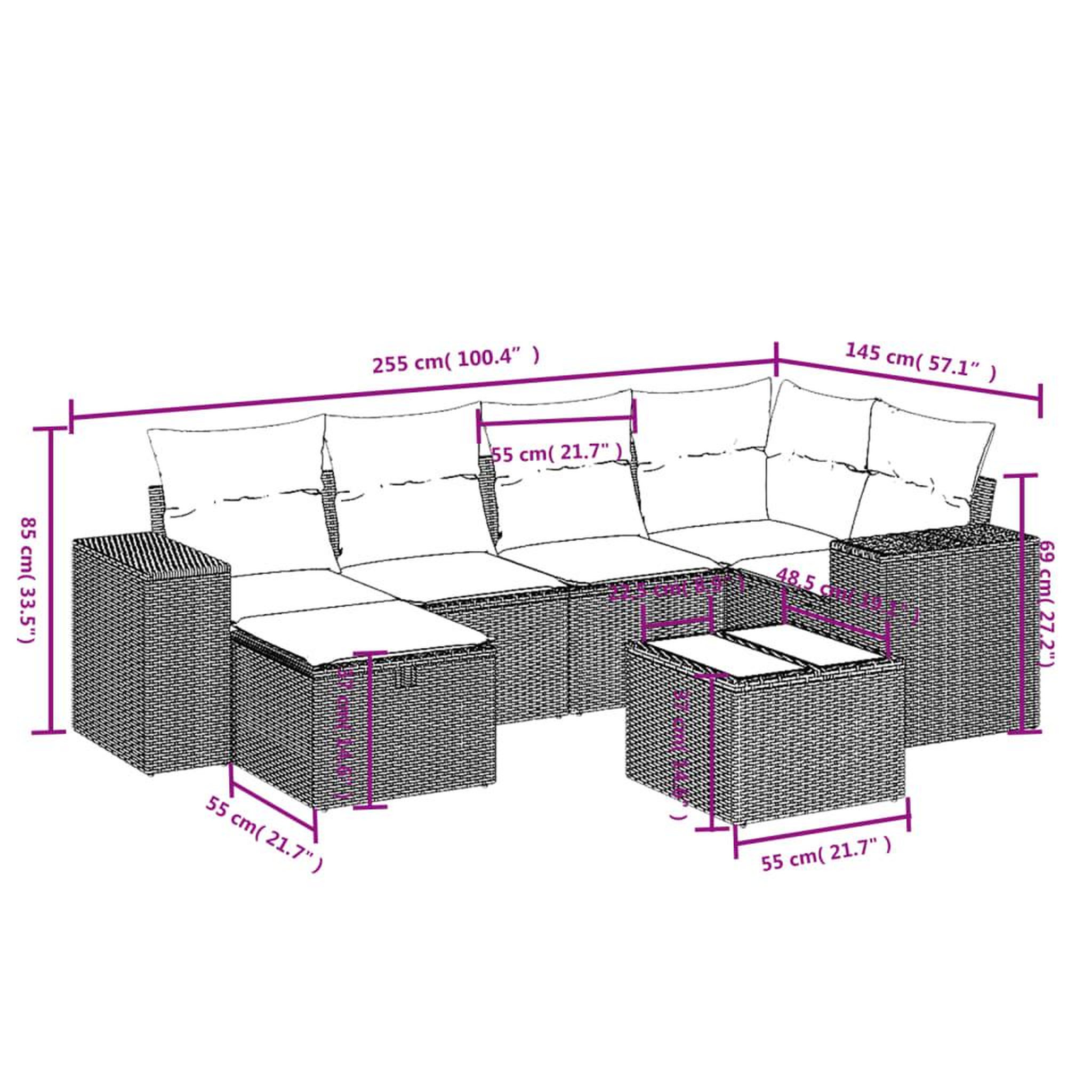 Voir la diapositive 4 : VIDAXL Salon de jardin 7 pcs avec coussins noir resine tressee