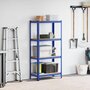 Voir la diapositive 3 : VIDAXL Etagere de rangement a 4 niveaux Bleu Acier et bois ingenierie