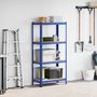 Voir la diapositive 3 : VIDAXL Etagere de rangement a 4 niveaux Bleu Acier et bois ingenierie
