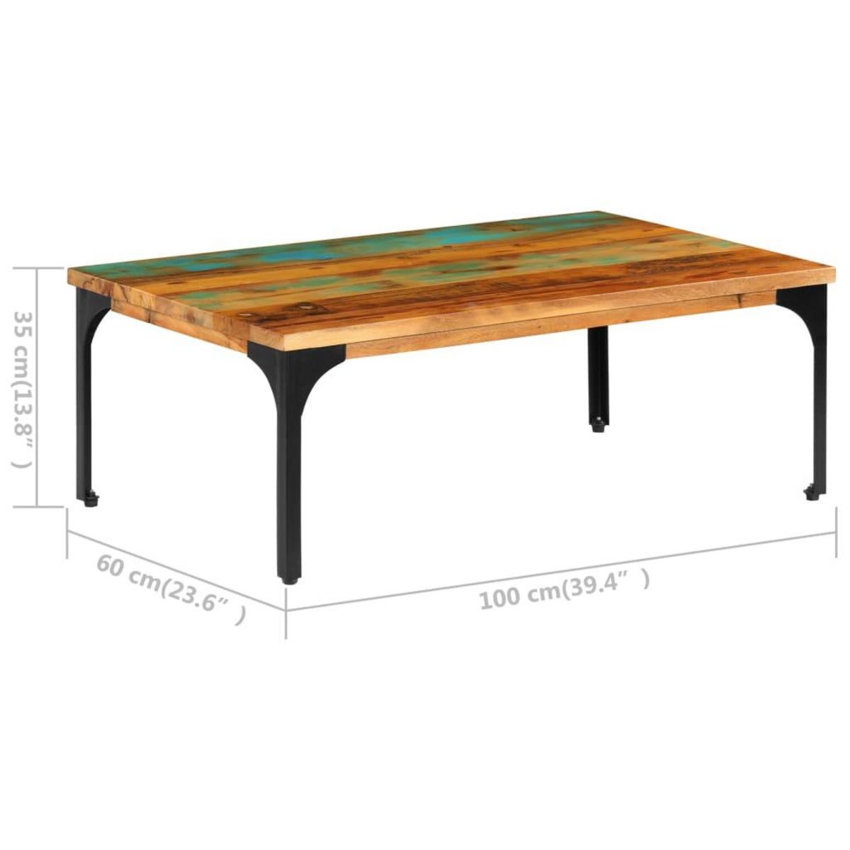 VIDAXL Table basse 100x60x35 cm Bois de recuperation solide