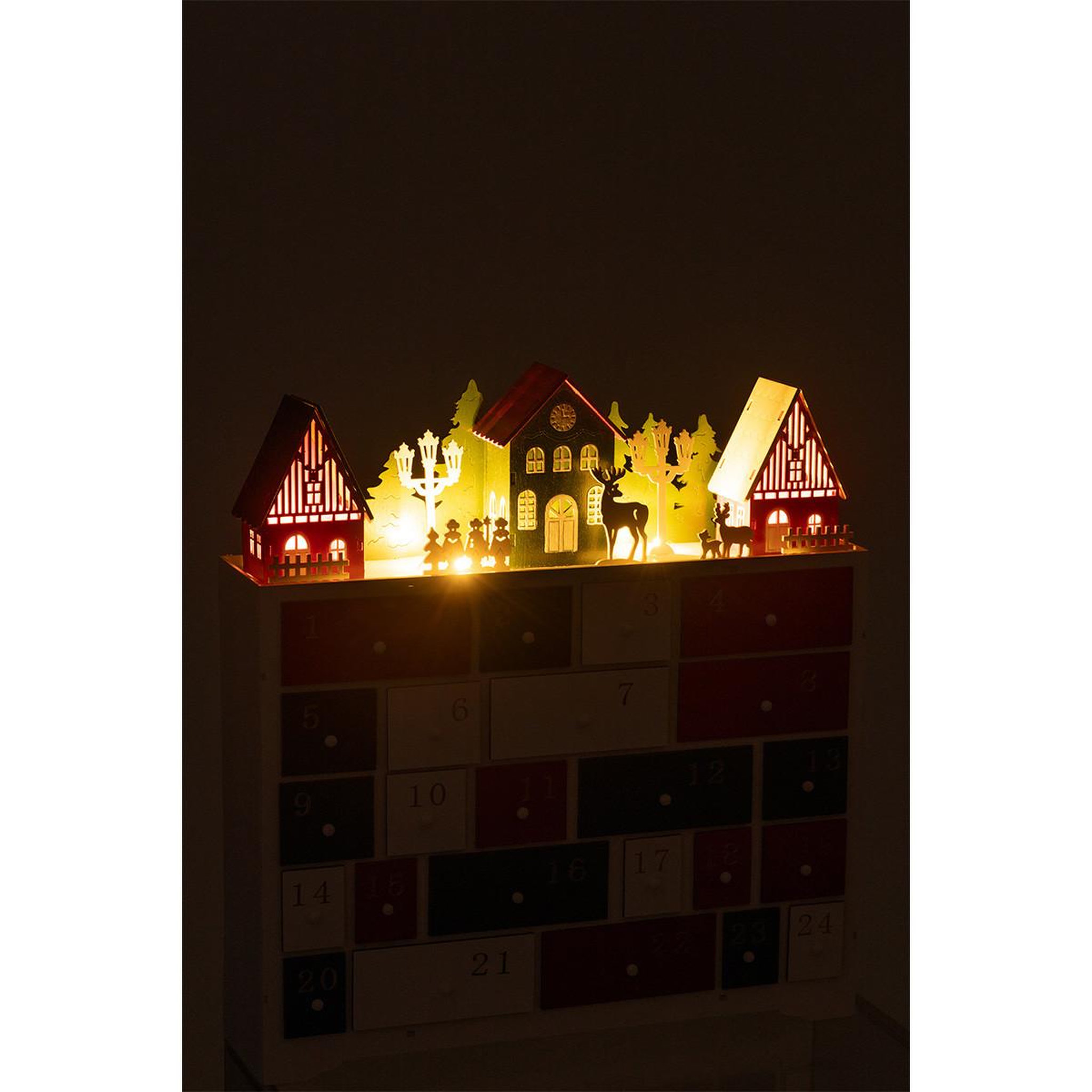 Voir la diapositive 4 : J-LINE Calendrier de l'avent à led  hiver  41cm multicolore