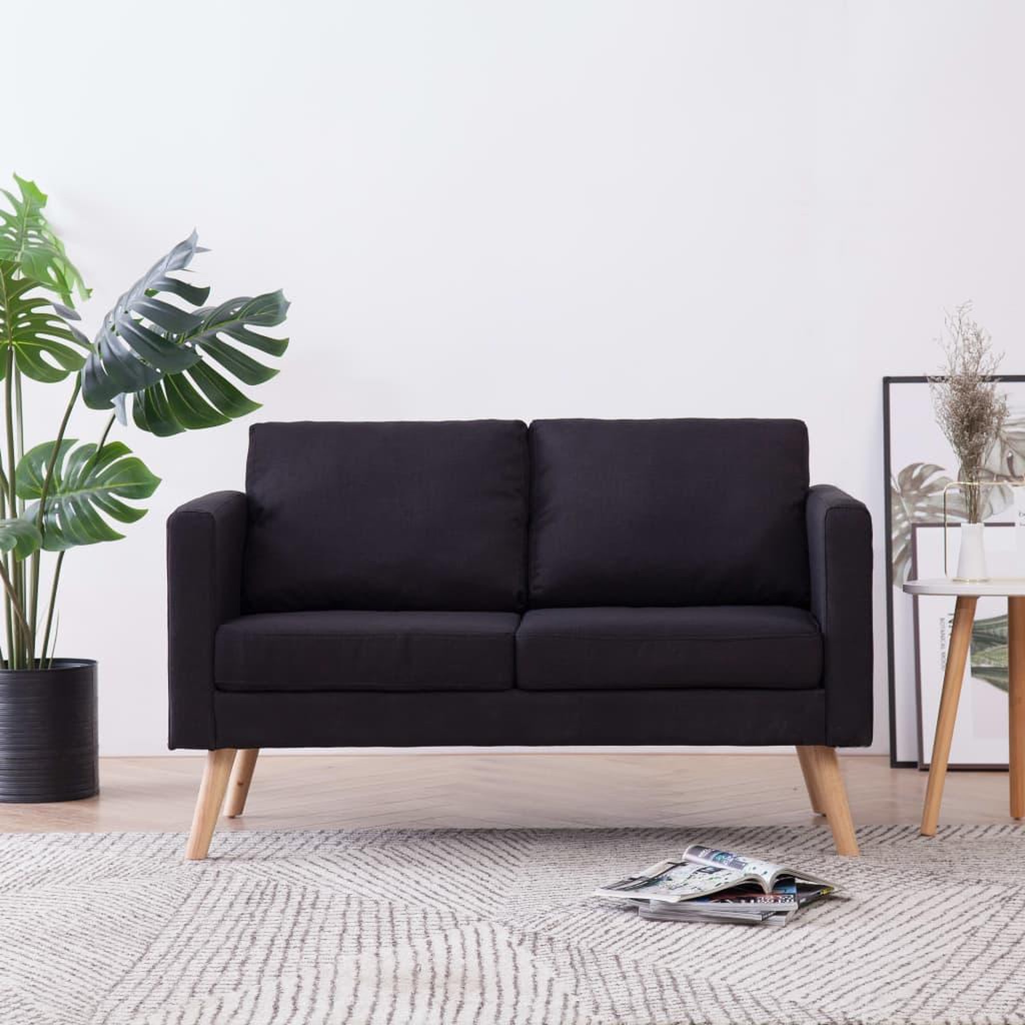Voir la diapositive 1 : VIDAXL Canape a 2 places Tissu Noir