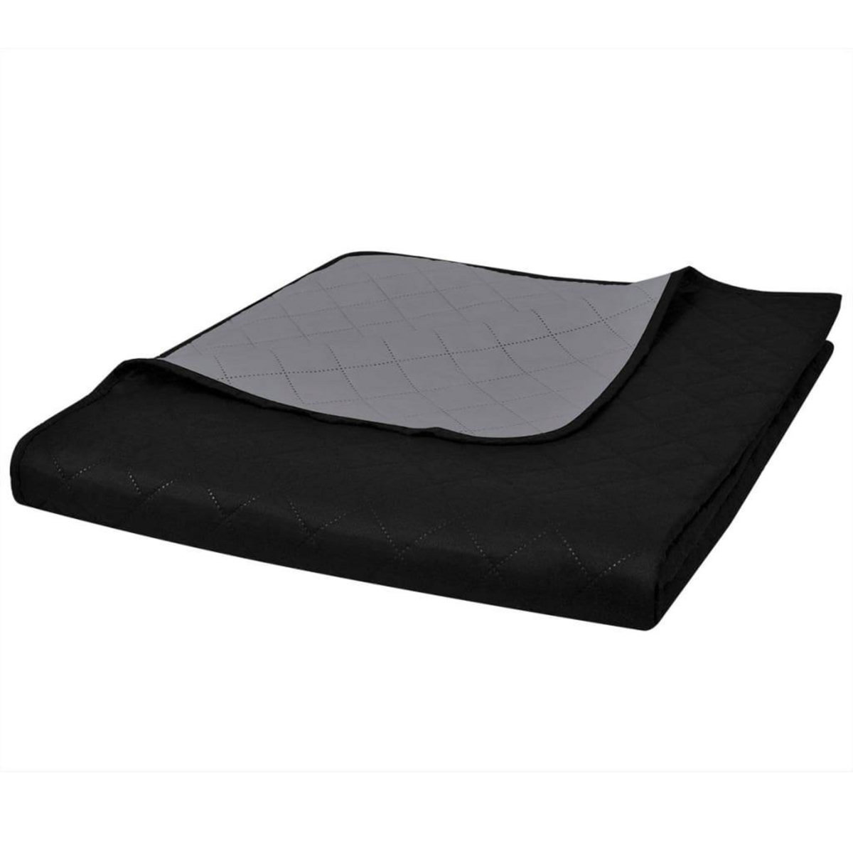 VIDAXL Couvre-lit a double face matelasse Noir/Gris 220x240 cm