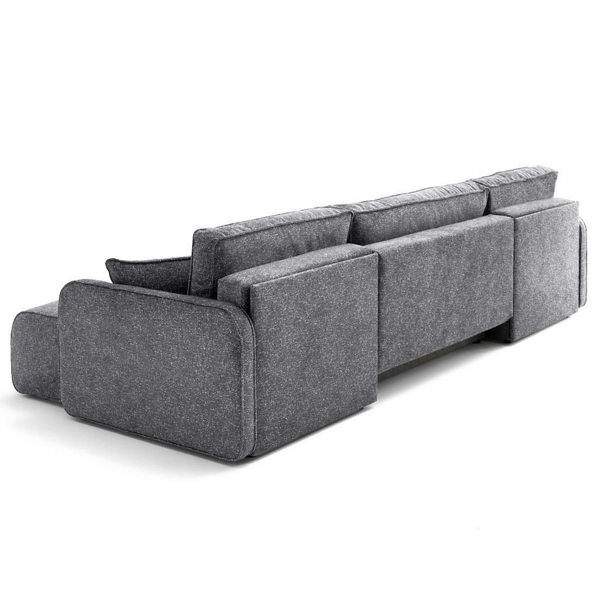 LISA DESIGN Apolline - canapé panoramique en u 7 places convertible avec coffres en tissu moucheté