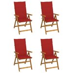 VIDAXL Chaises inclinables de jardin lot de 4 et coussins Bois acacia