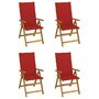 Voir la diapositive 1 : VIDAXL Chaises inclinables de jardin lot de 4 et coussins Bois acacia