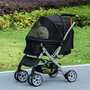 Voir la diapositive 2 : PAWHUT Poussette buggy pliable chien chat panier et sac de rangement attaches sécurité housse réglable poignée réversible acier Oxford noir
